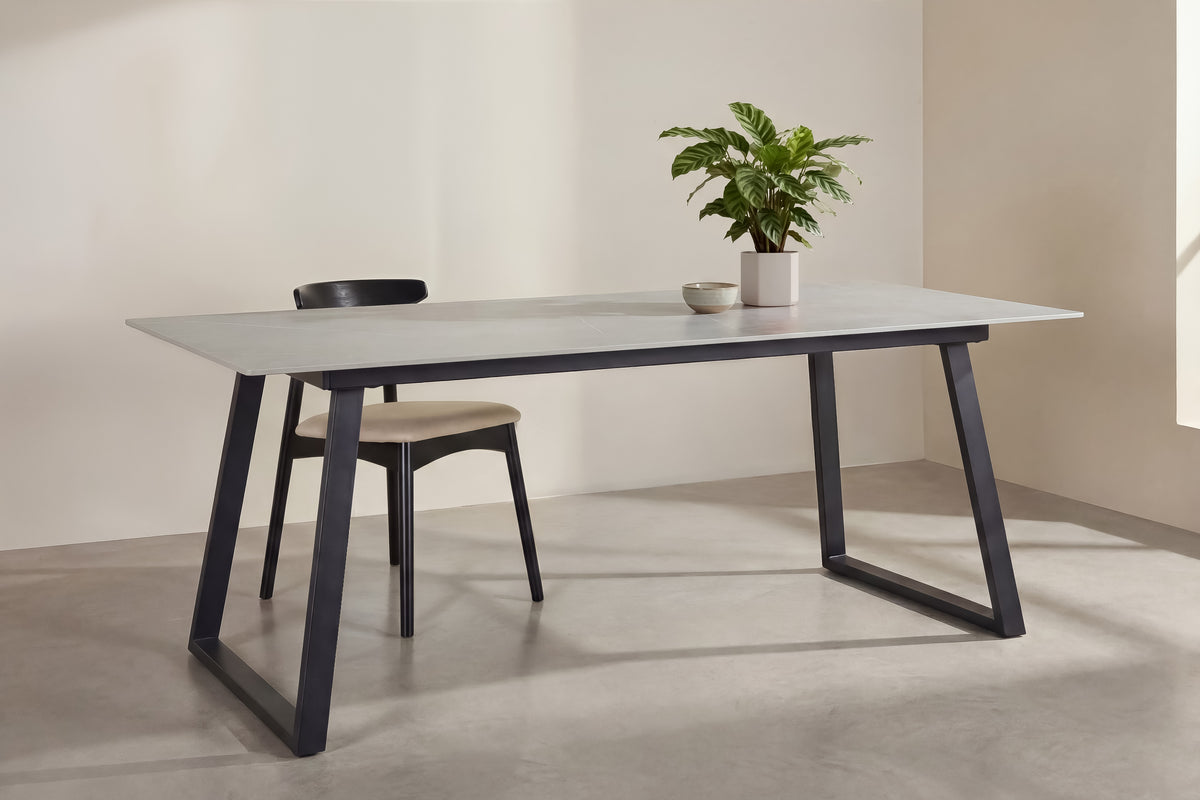 Esstisch Estelle 200cm mit Steinplatte - Dunkelgrau-Esstische Rechteckig-Venture Home-le canapé