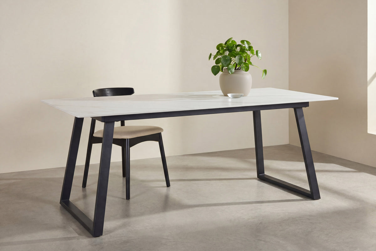 Esstisch Estelle 200cm mit Steinplatte - Weiß-Esstische Rechteckig-Venture Home-le canapé