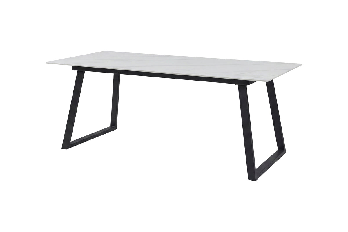 Esstisch Estelle 200cm mit Steinplatte - Weiß-Esstische Rechteckig-Venture Home-le canapé