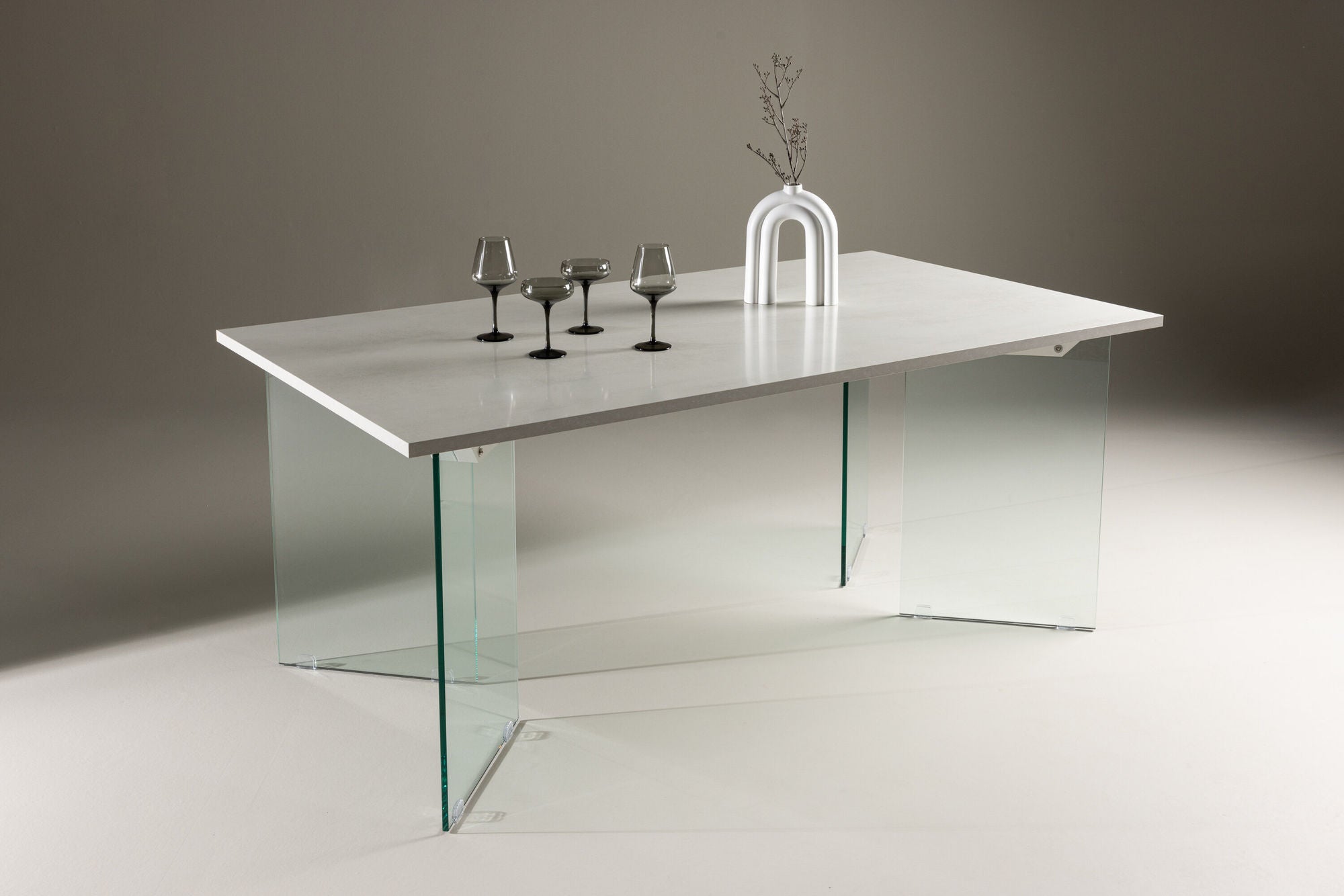 Esstisch Ester 180cm mit Glasfüßen - Weiß-Esstische Rechteckig-Venture Home-le canapé