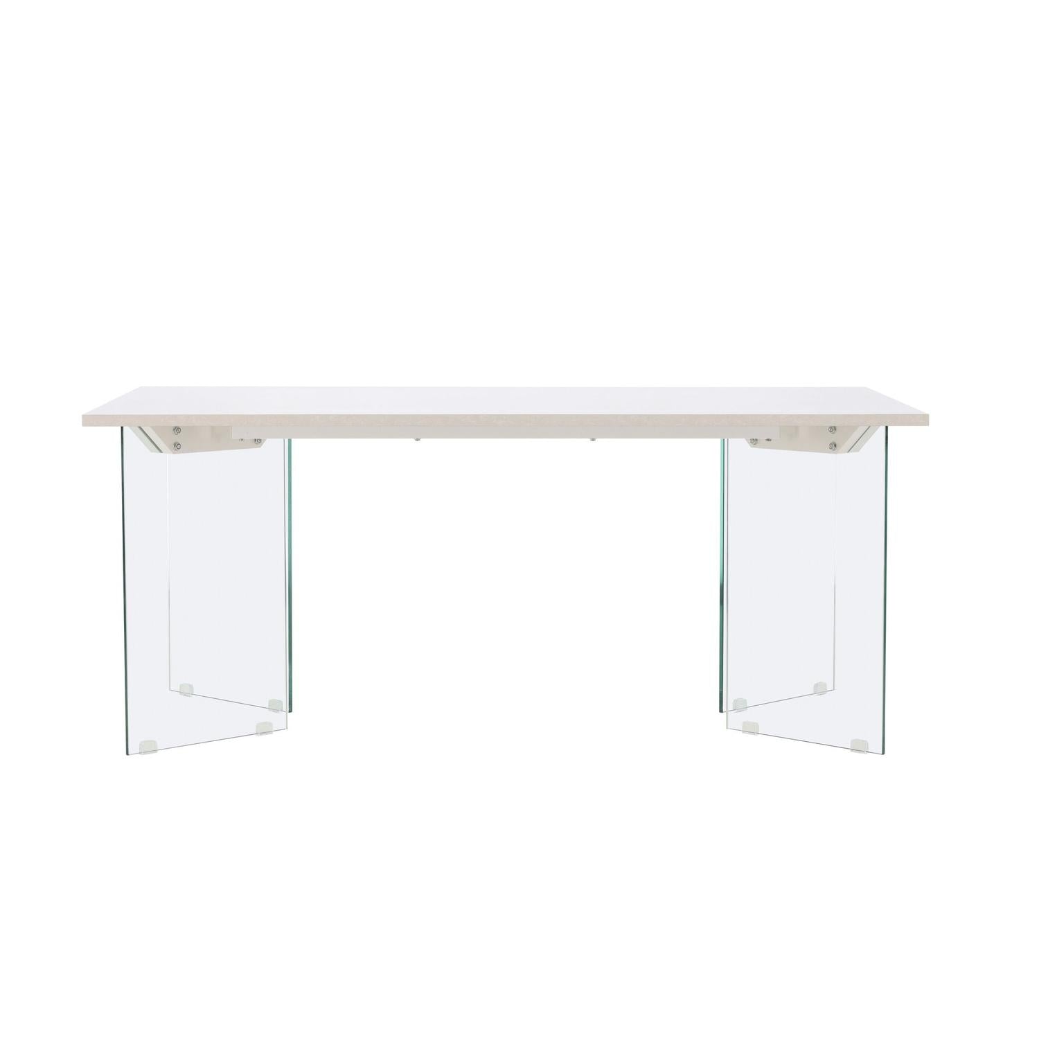 Esstisch Ester aus Holzwerkstoff mit Glasfüßen - Weiß-Esstisch Rechteckig-Venture Home-le canapé