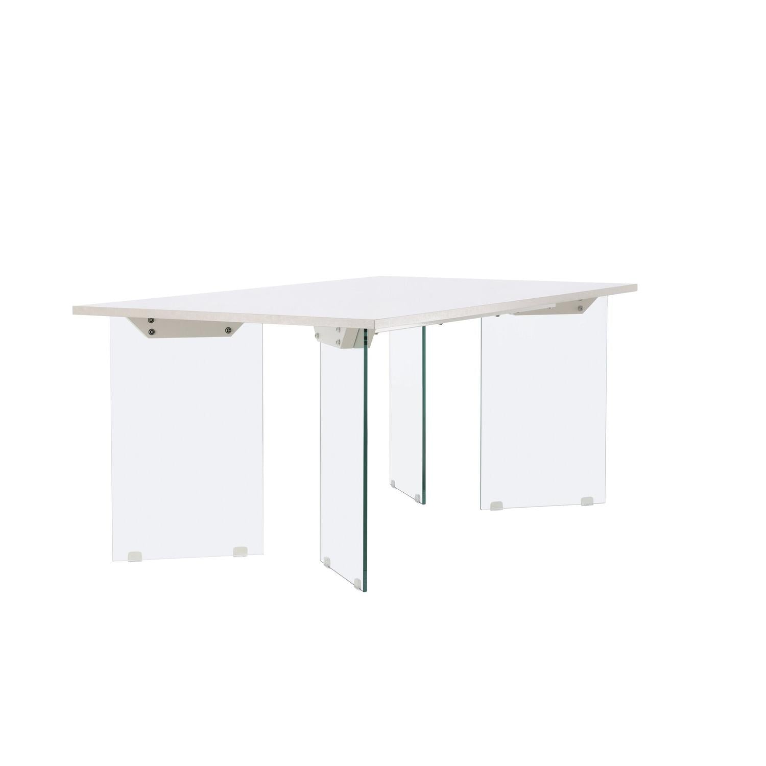 Esstisch Ester aus Holzwerkstoff mit Glasfüßen - Weiß-Esstisch Rechteckig-Venture Home-le canapé