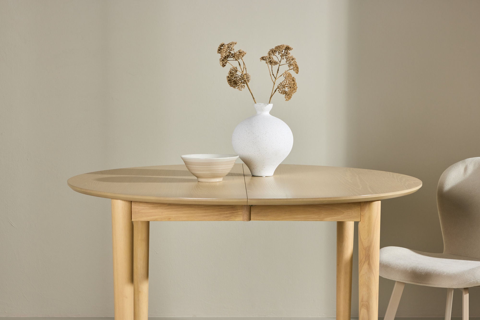 Esstisch Gilda ausziehbar Ø110-150cm - Cremeweiß-Esstische ausziehbar-Venture Home-le canapé