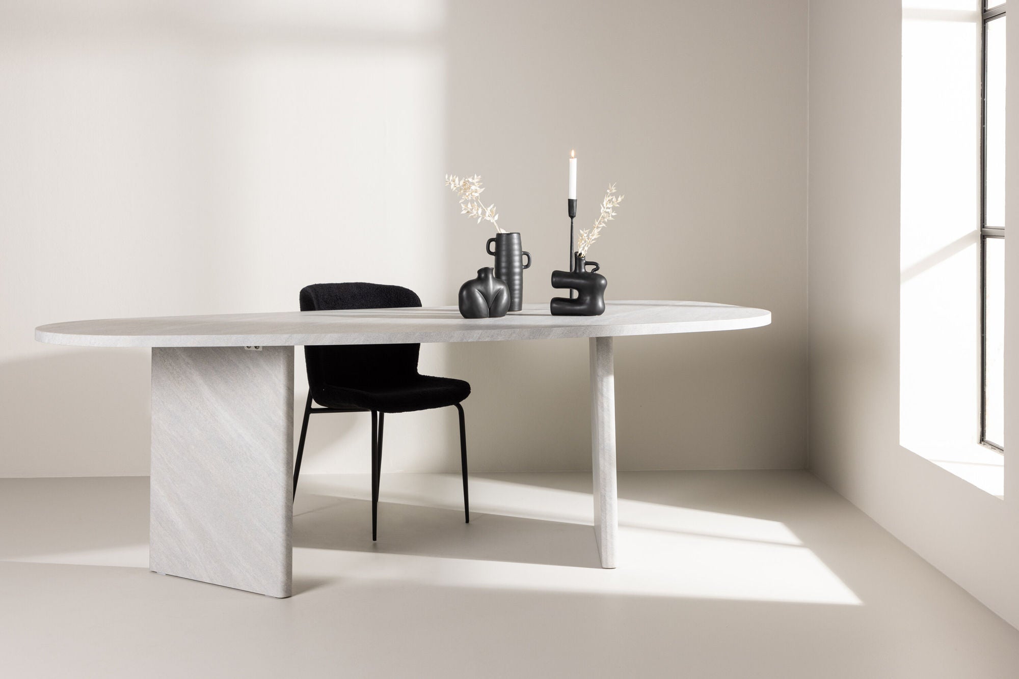 Esstisch Grönvik Oval 220*100cm - Betonoptik & Weiß-Esstisch Oval-Venture Home-le canapé