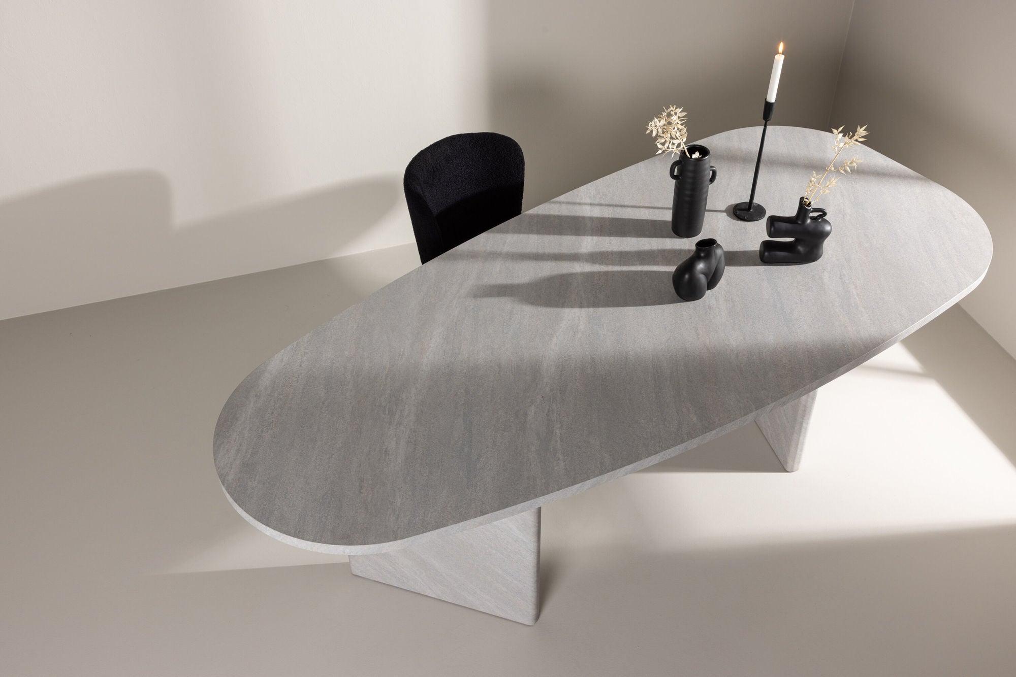 Esstisch Grönvik Oval 220*100cm - Betonoptik & Weiß-Esstisch Oval-Venture Home-le canapé