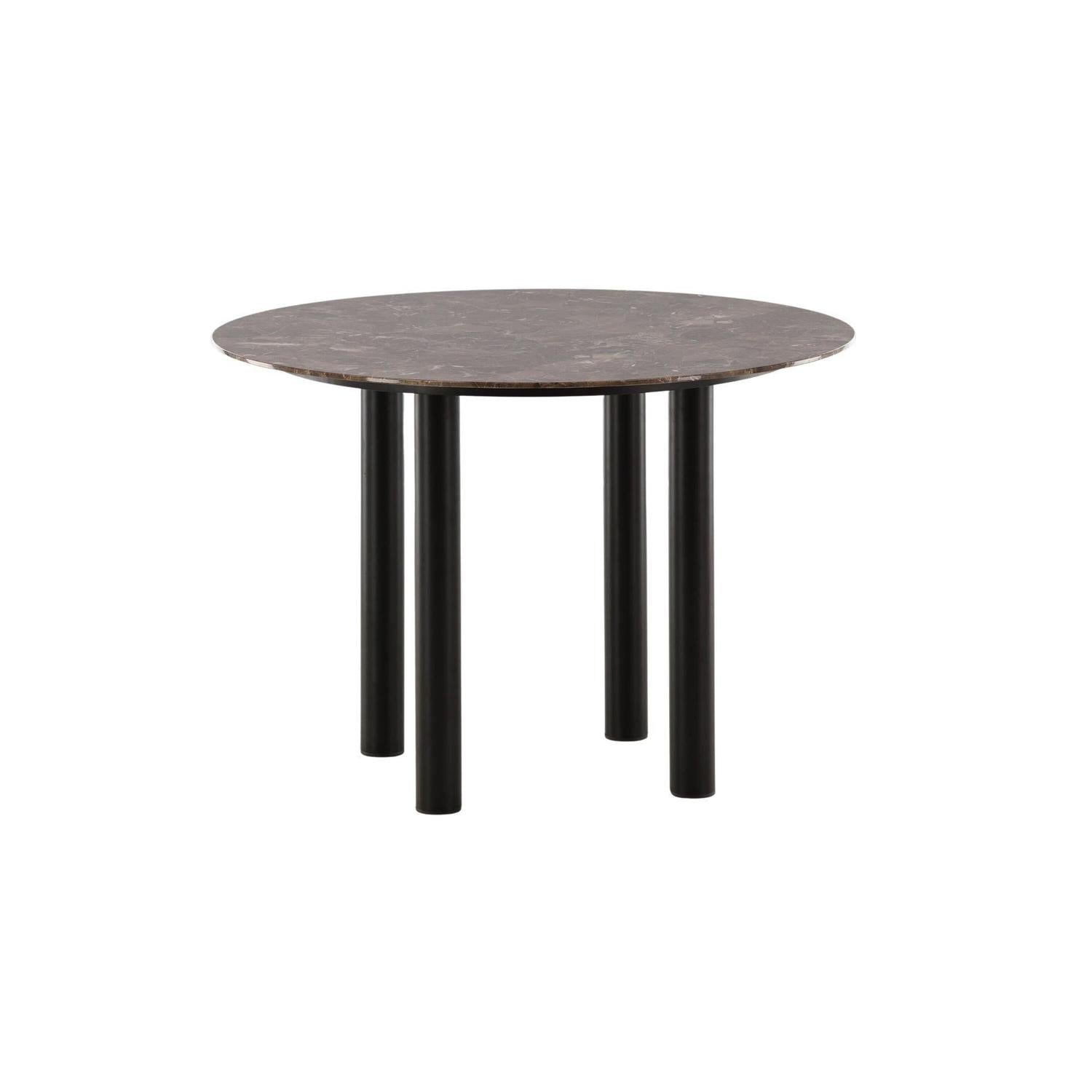 Esstisch Havsten Ø106cm - Schwarz / Braun in Marmoroptik-Esstische Rund-Vind-le canapé