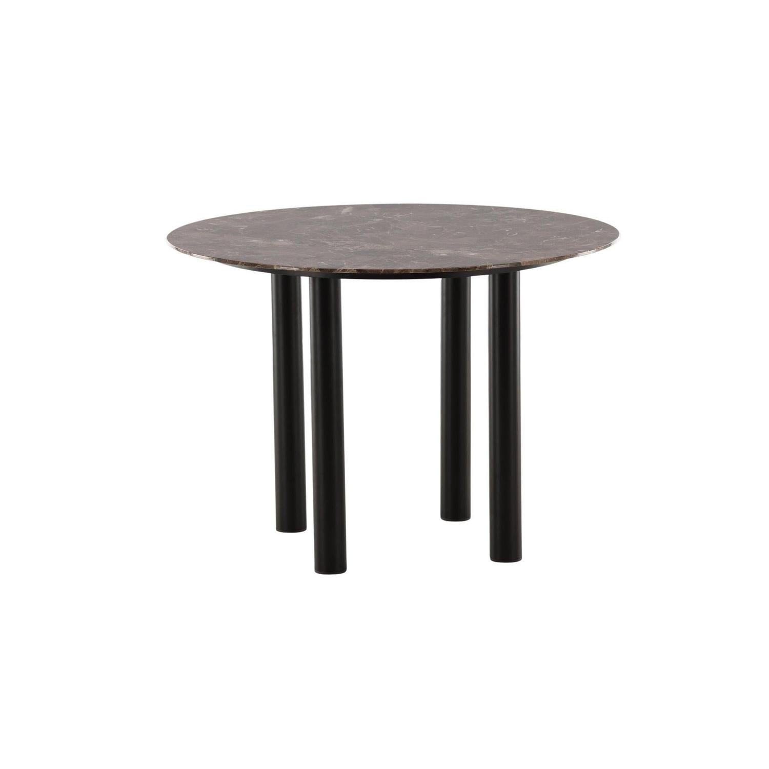 Esstisch Havsten Ø106cm - Schwarz / Braun in Marmoroptik-Esstische Rund-Vind-le canapé