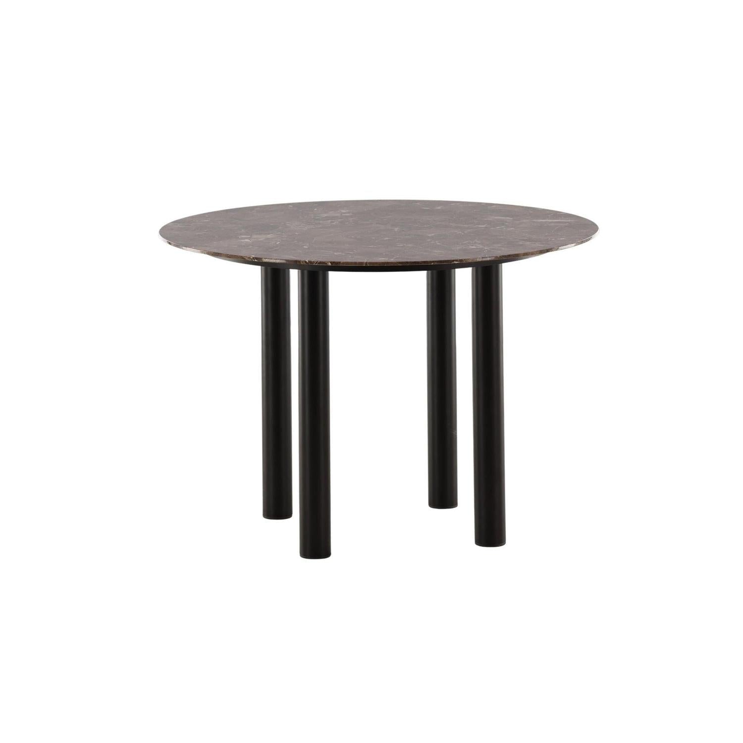 Esstisch Havsten Ø106cm - Schwarz / Braun in Marmoroptik-Esstische Rund-Vind-le canapé