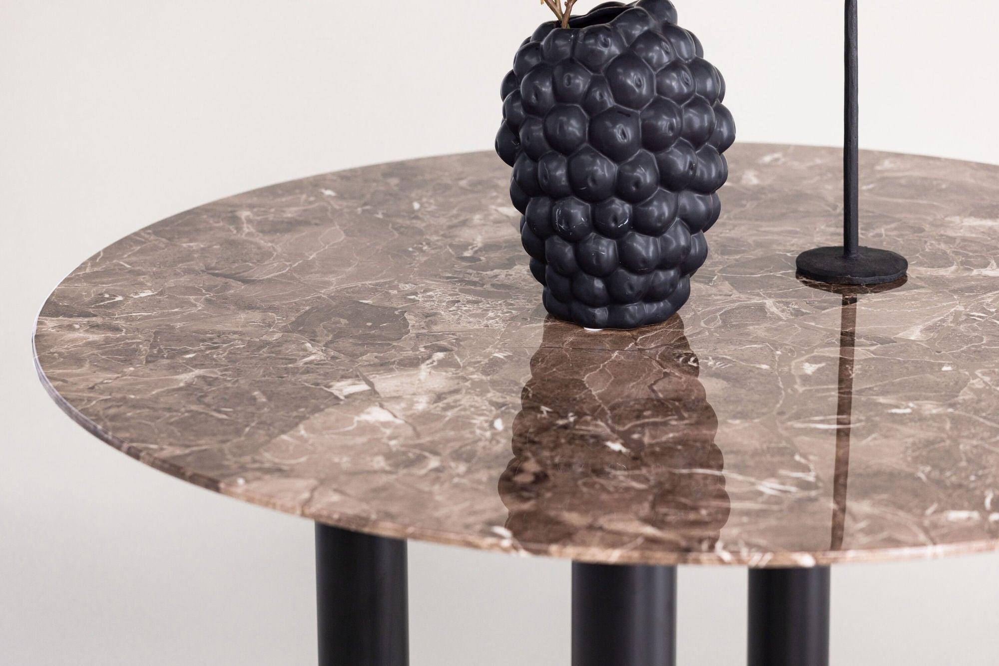 Esstisch Havsten Tischplatte in Marmoroptik Ø106cm - Schwarz/Braun-Esstische Rund-Vind-le canapé