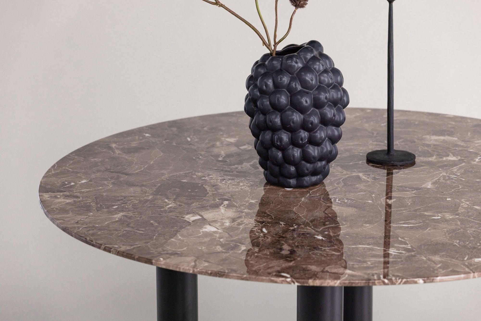 Esstisch Havsten Tischplatte in Marmoroptik Ø106cm - Schwarz/Braun-Esstische Rund-Vind-le canapé