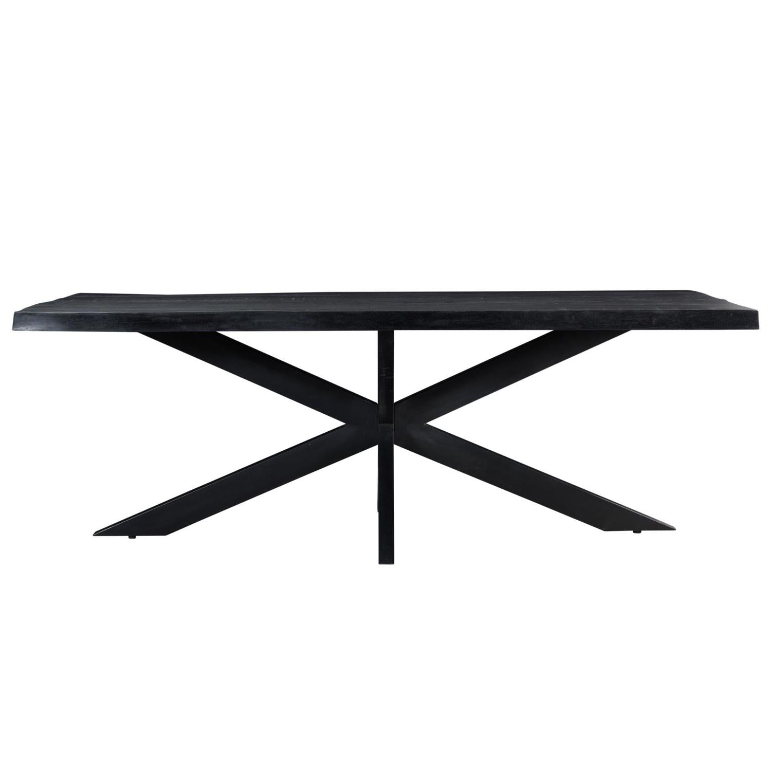 Esstisch Kala 220*100cm Tree Top mit Baumkante aus Mangoholz - Schwarz-Esstisch Rechteckig-Livingfurn-le canapé