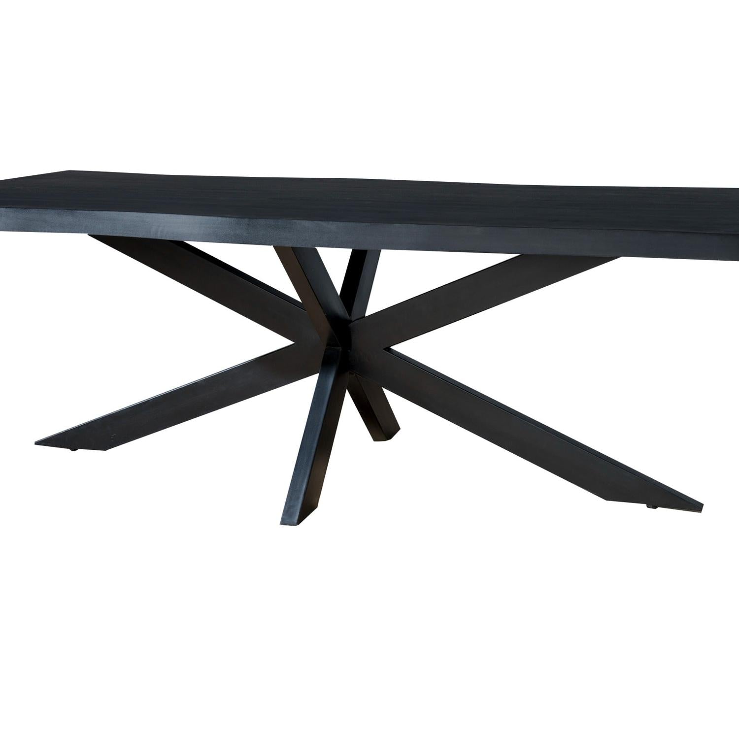 Esstisch Kala 220*100cm Tree Top mit Baumkante aus Mangoholz - Schwarz-Esstisch Rechteckig-Livingfurn-le canapé