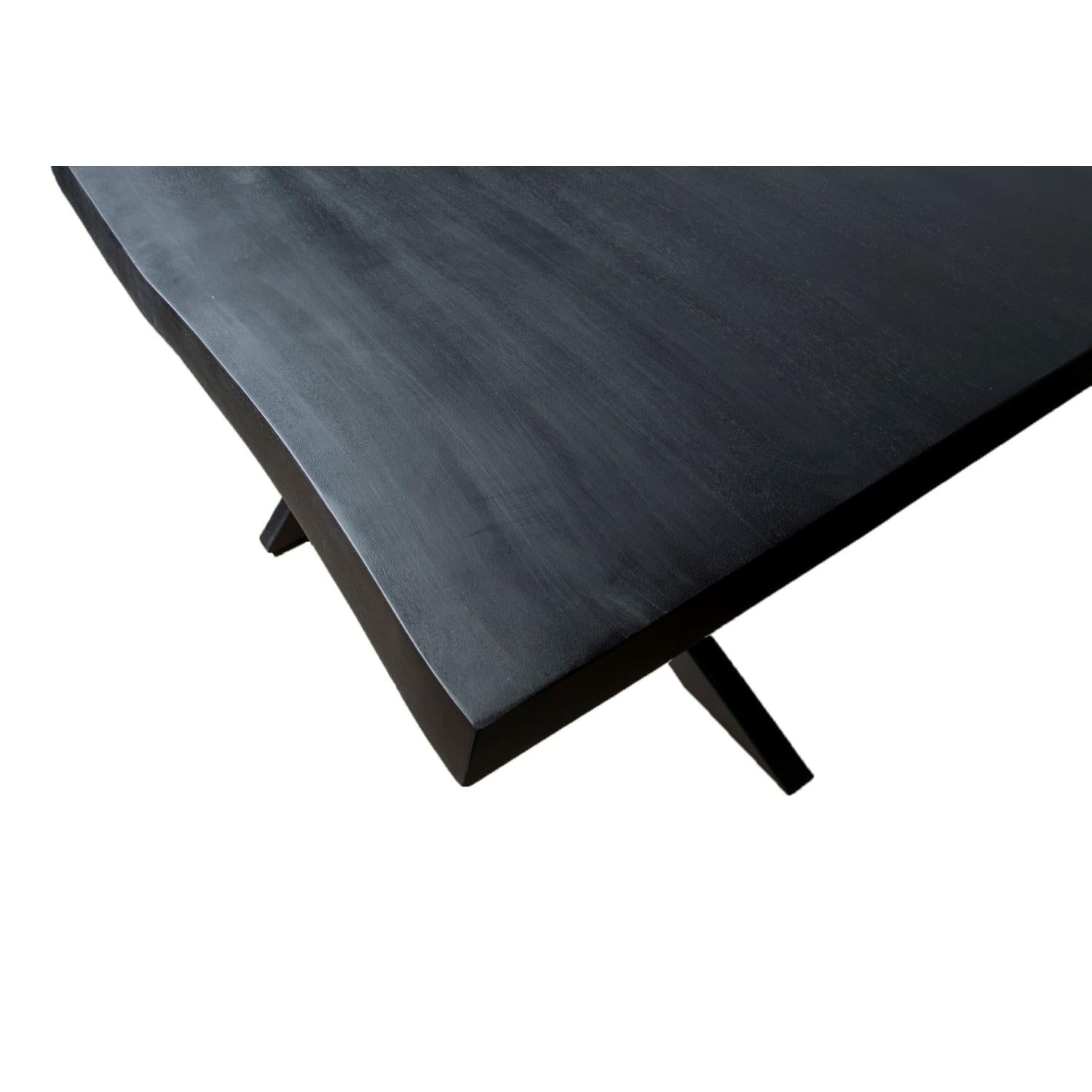 Esstisch Kala 220*100cm Tree Top mit Baumkante aus Mangoholz - Schwarz-Esstisch Rechteckig-Livingfurn-le canapé