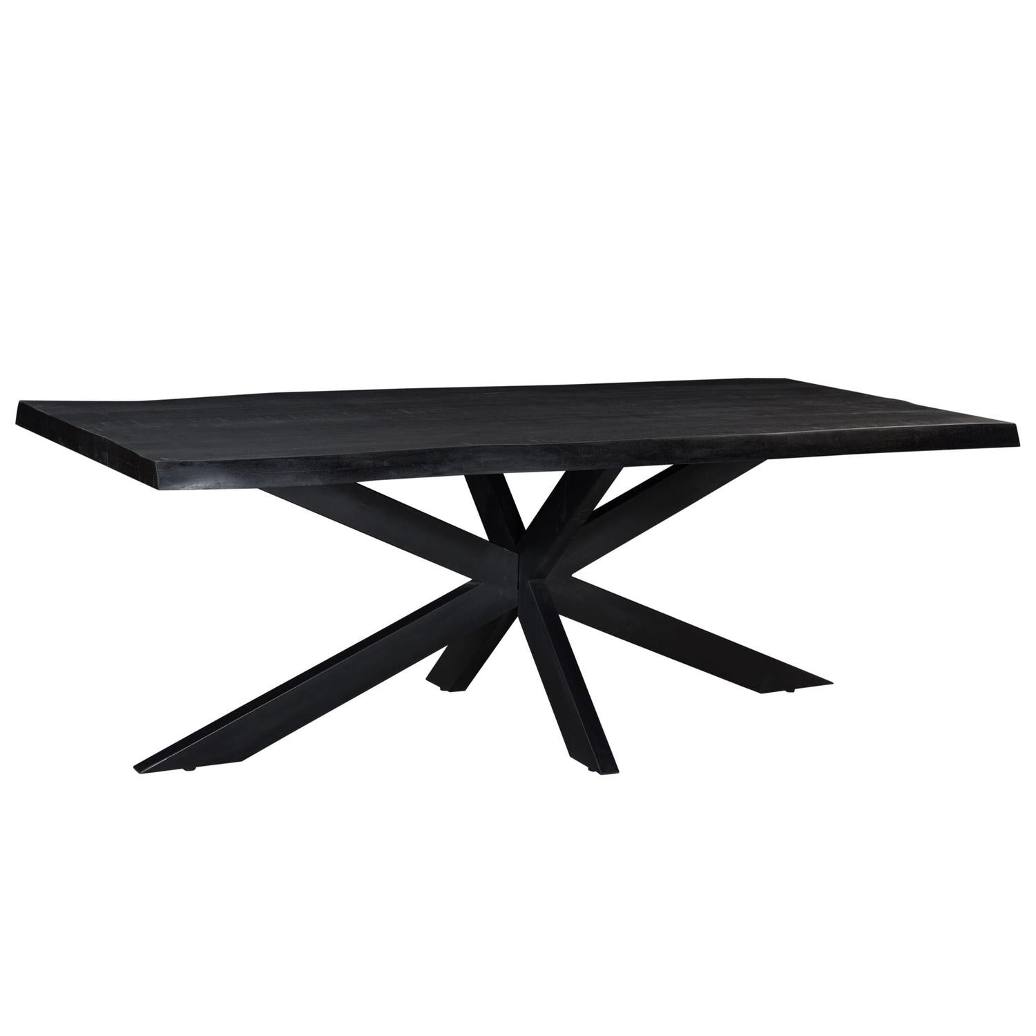 Esstisch Kala 220*100cm Tree Top mit Baumkante aus Mangoholz - Schwarz-Esstisch Rechteckig-Livingfurn-le canapé