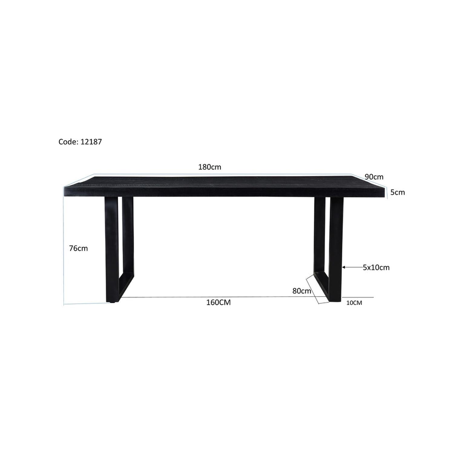 Esstisch Kala aus Mangoholz 180*90cm - Schwarz-Esstisch Rechteckig-Livingfurn-le canapé