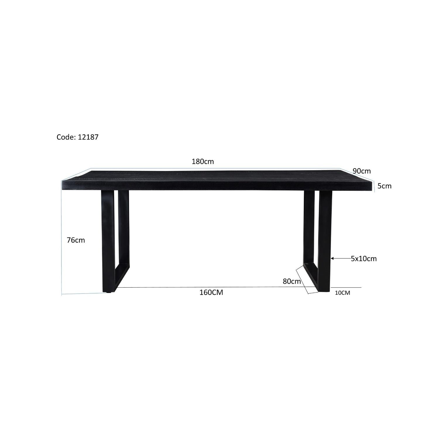 Esstisch Kala aus Mangoholz 180*90cm - Schwarz-Esstisch Rechteckig-Livingfurn-le canapé