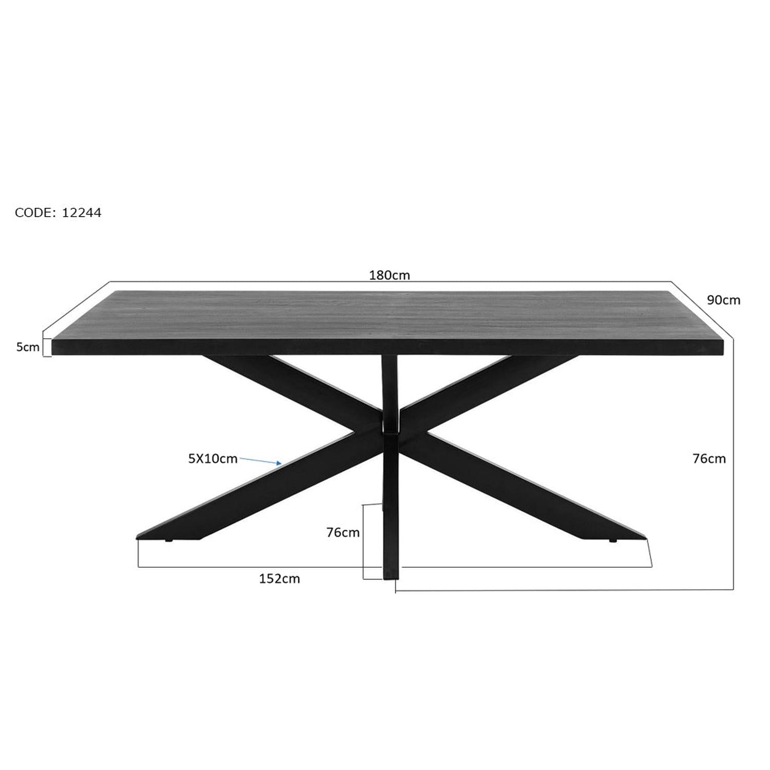 Esstisch Kala aus Mangoholz 180*90cm - Schwarz-Esstisch Rechteckig-Livingfurn-le canapé