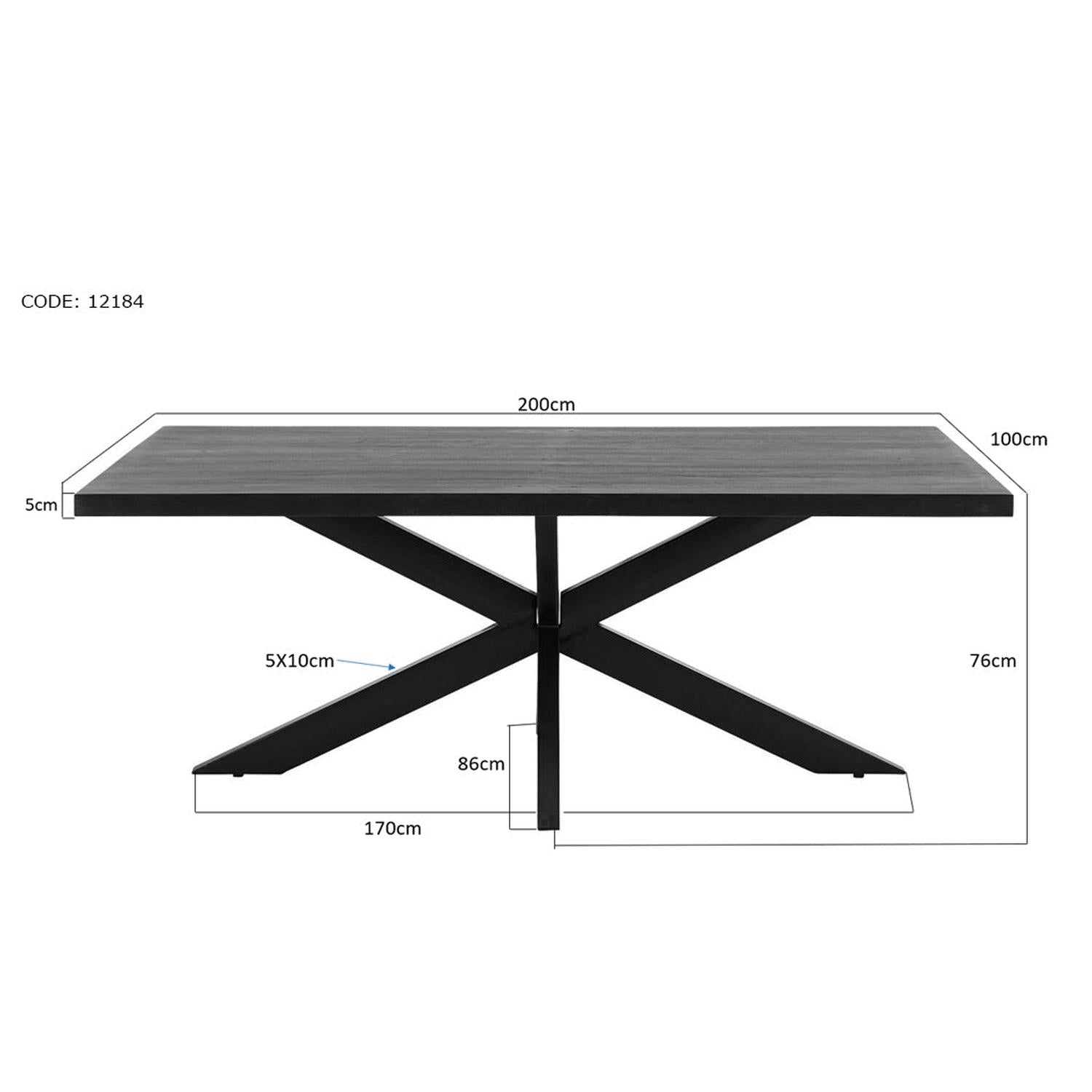 Esstisch Kala aus Mangoholz 200*100cm - Schwarz-Esstisch Rechteckig-Livingfurn-le canapé