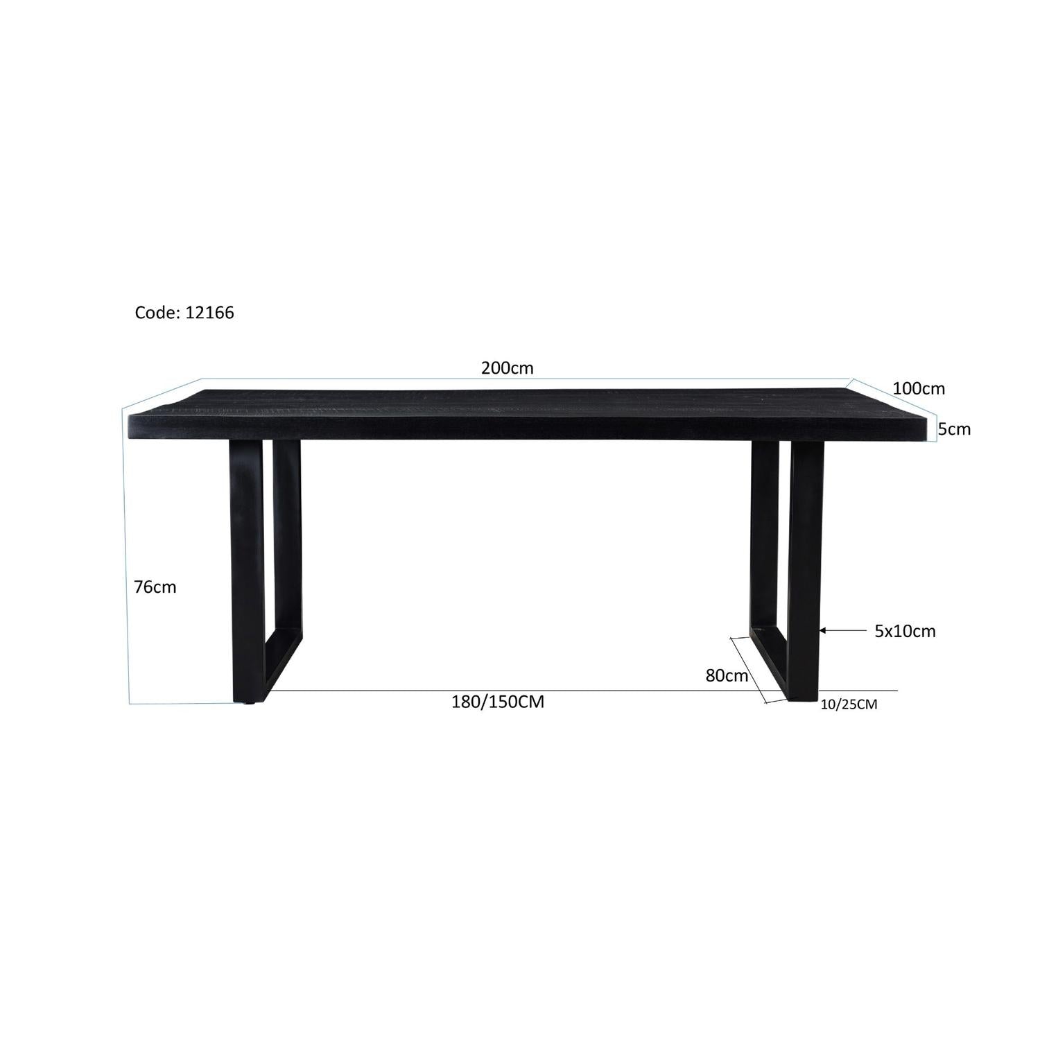 Esstisch Kala aus Mangoholz 200*100cm - Schwarz-Esstisch Rechteckig-Livingfurn-le canapé