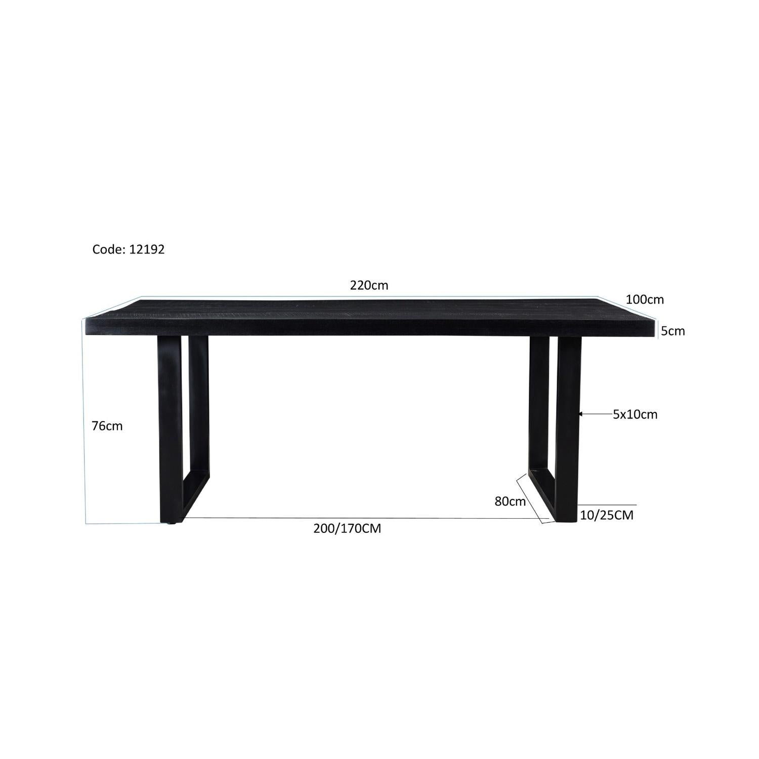 Esstisch Kala aus Mangoholz 220*100cm - Schwarz-Esstisch Rechteckig-Livingfurn-le canapé