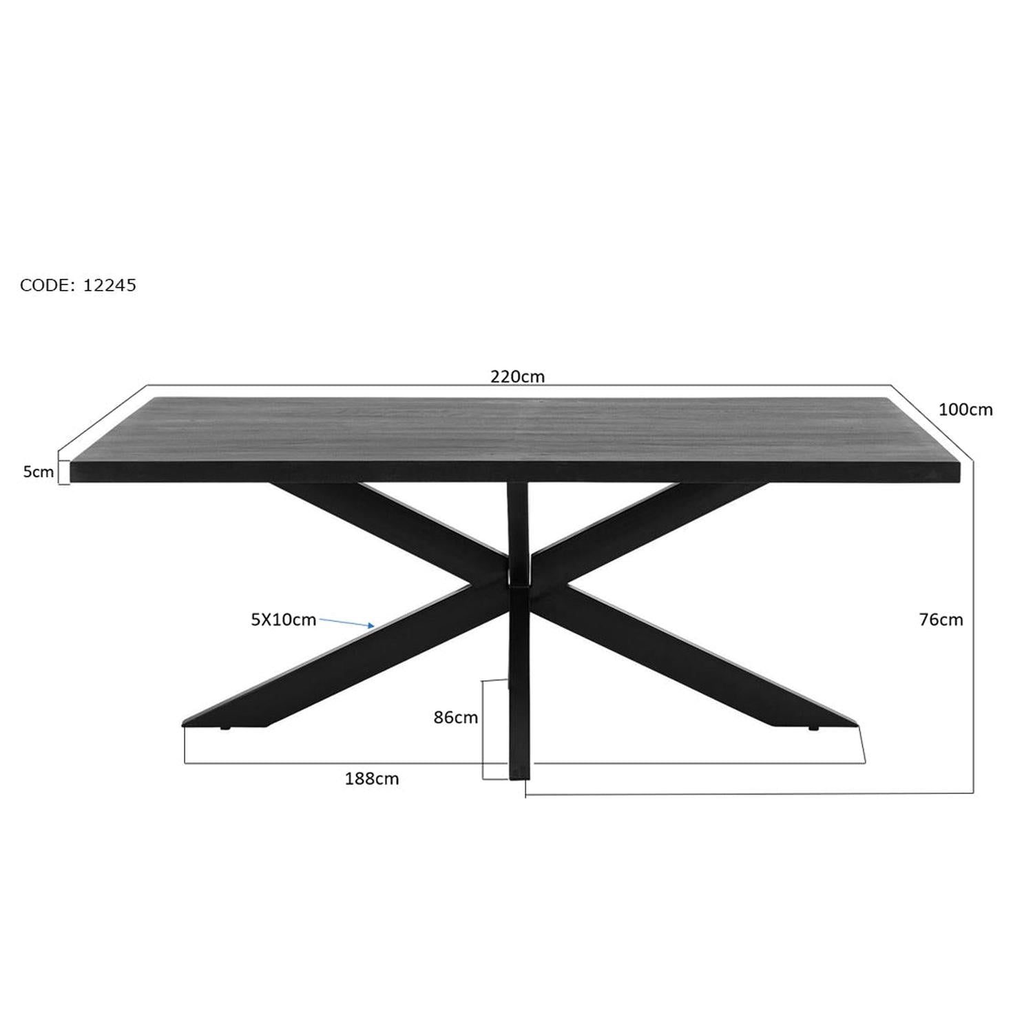 Esstisch Kala aus Mangoholz 220*100cm - Schwarz-Esstisch Rechteckig-Livingfurn-le canapé