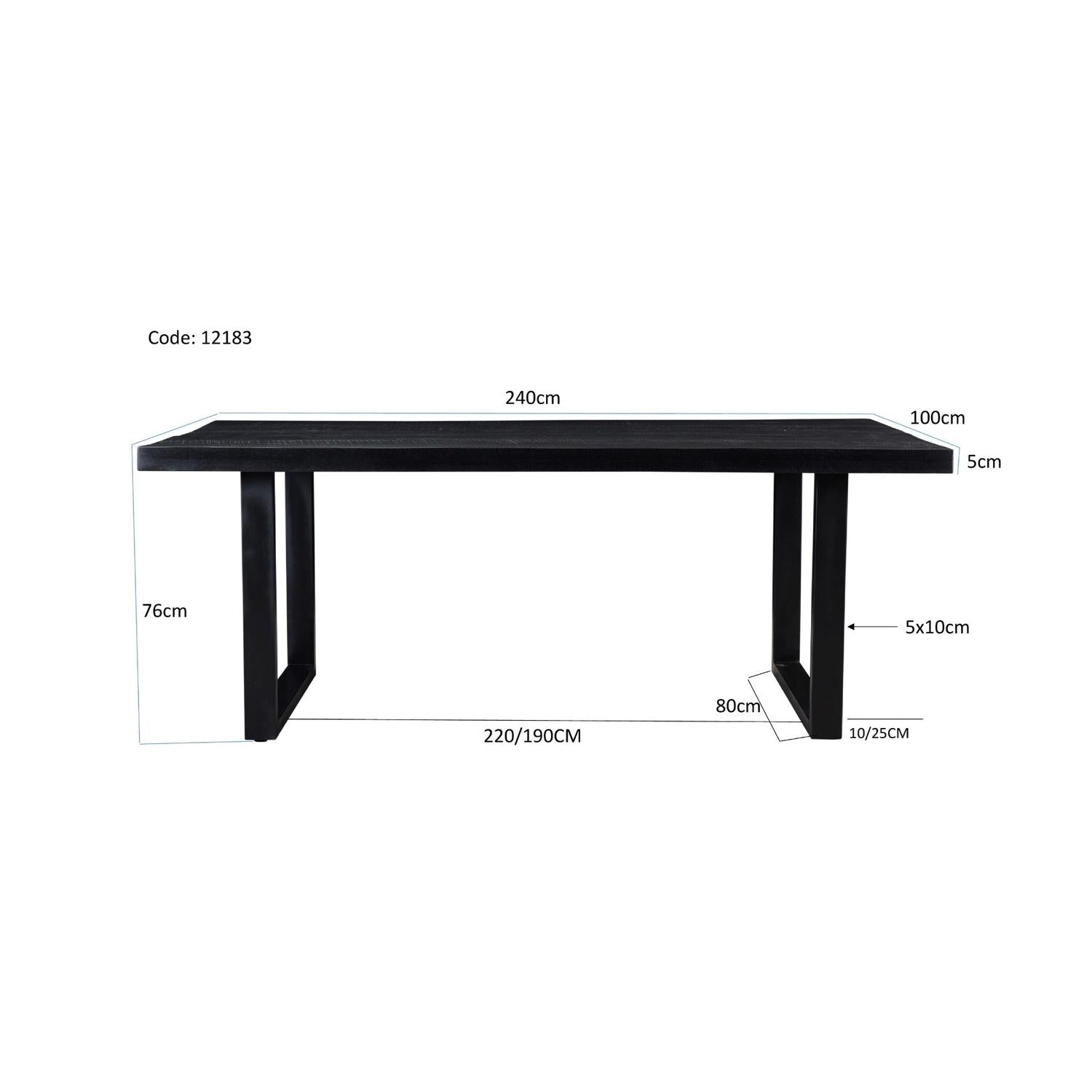 Esstisch Kala aus Mangoholz 240*100cm - Schwarz-Esstisch Rechteckig-Livingfurn-le canapé
