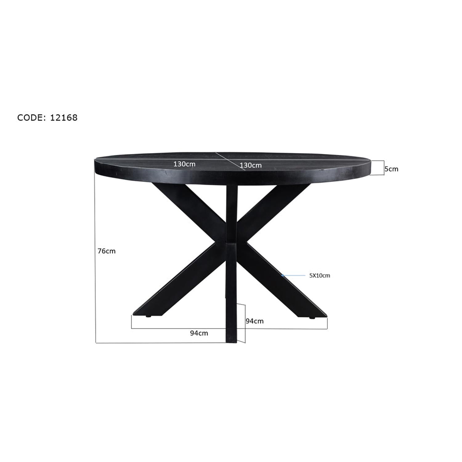 Esstisch Kala aus Mangoholz Ø130cm - Schwarz-Esstisch Rund-Livingfurn-le canapé