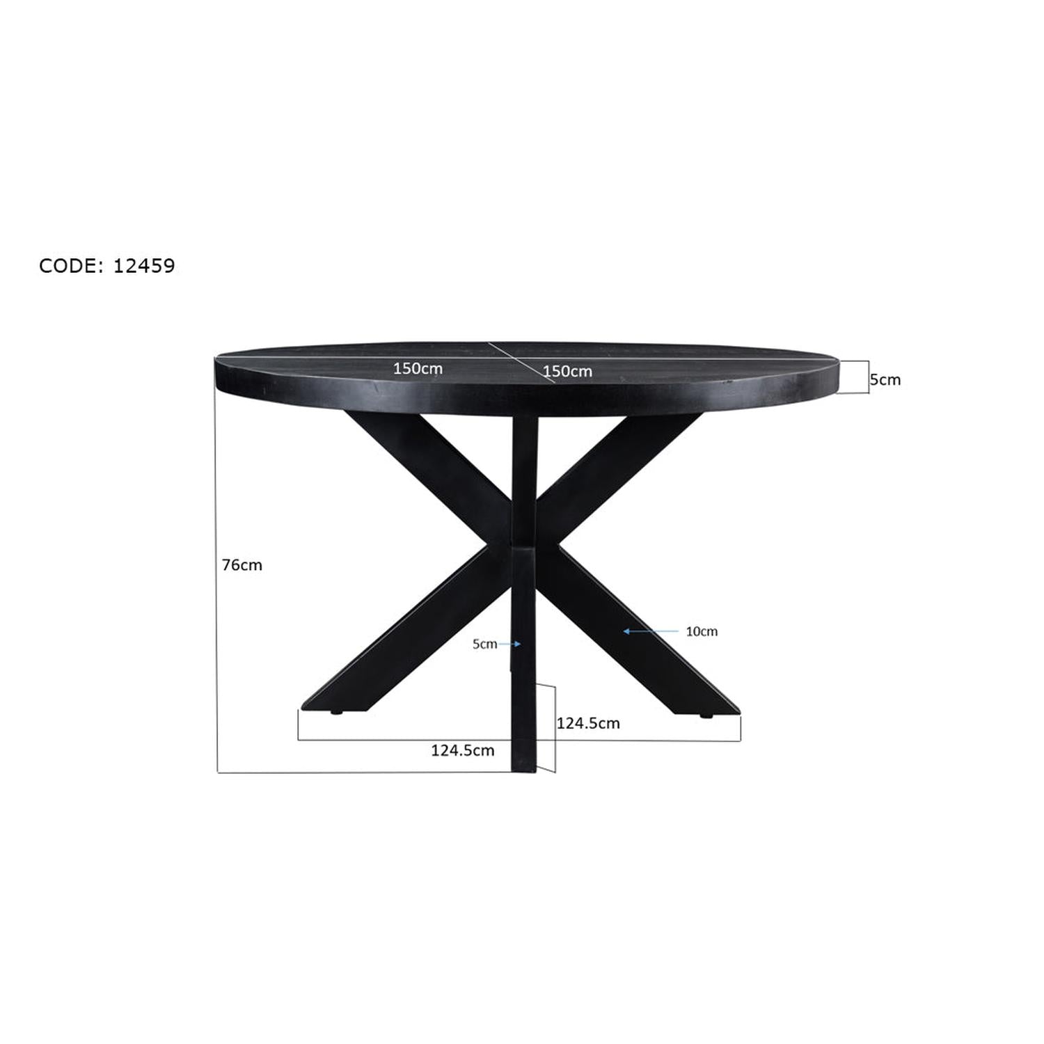 Esstisch Kala aus Mangoholz Ø150cm - Schwarz-Esstische Rund-Livingfurn-le canapé