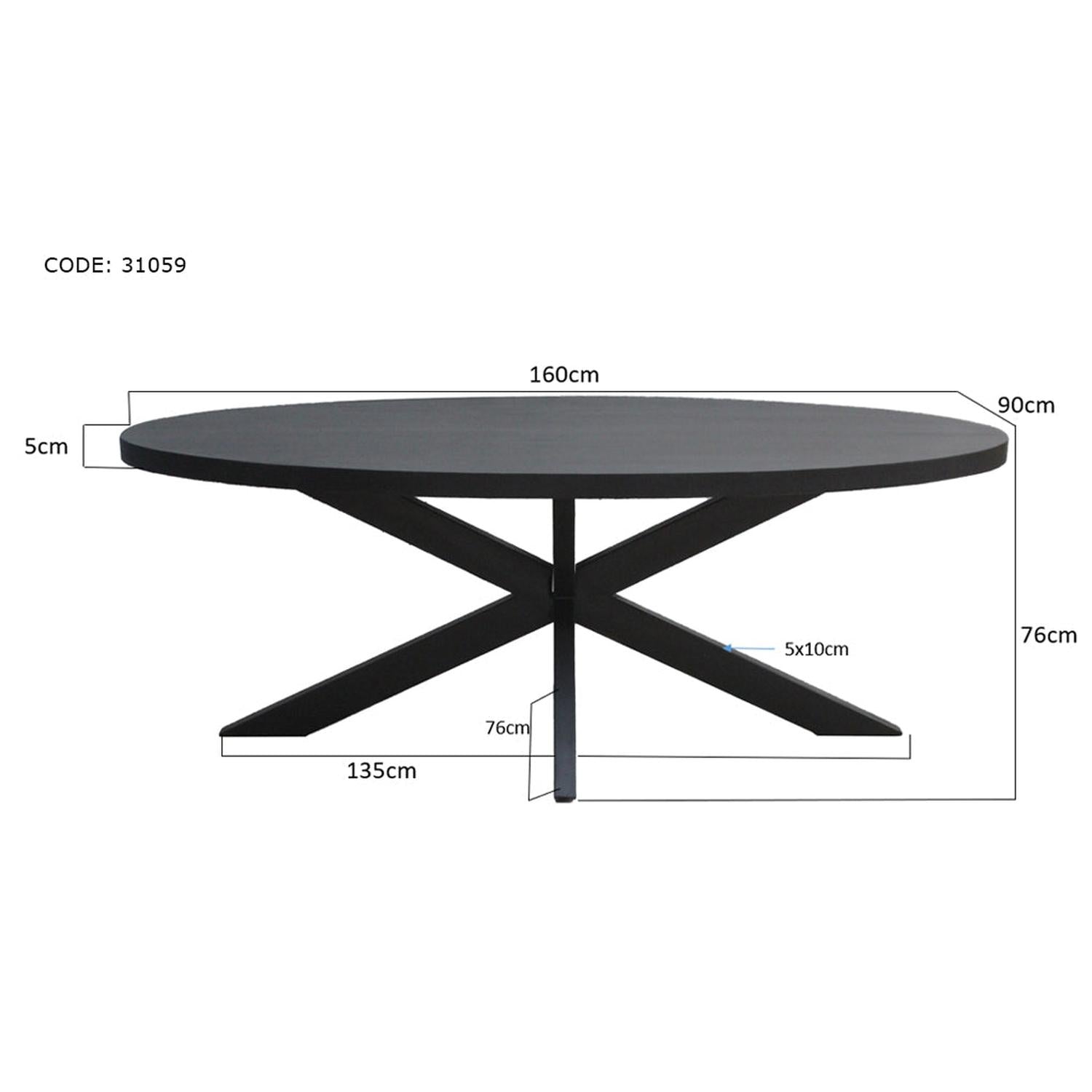Esstisch Kala Oval aus Mangoholz 160*90cm - Schwarz-Esstisch Oval-Livingfurn-le canapé
