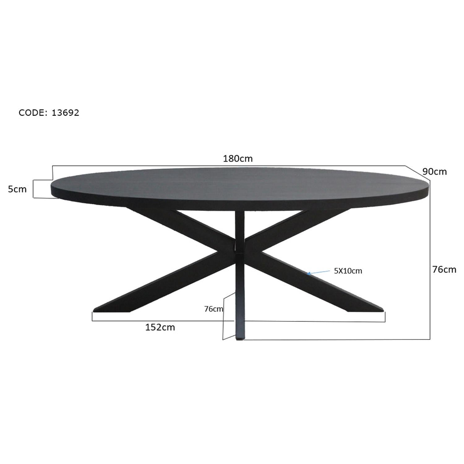 Esstisch Kala Oval aus Mangoholz 180*90cm - Schwarz-Esstisch Oval-Livingfurn-le canapé