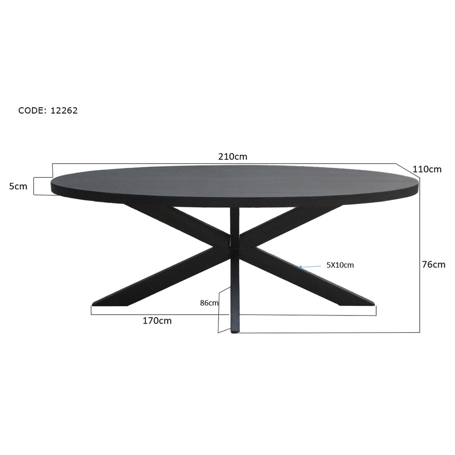 Esstisch Kala Oval aus Mangoholz 210*100cm - Schwarz-Esstische Oval-Livingfurn-le canapé