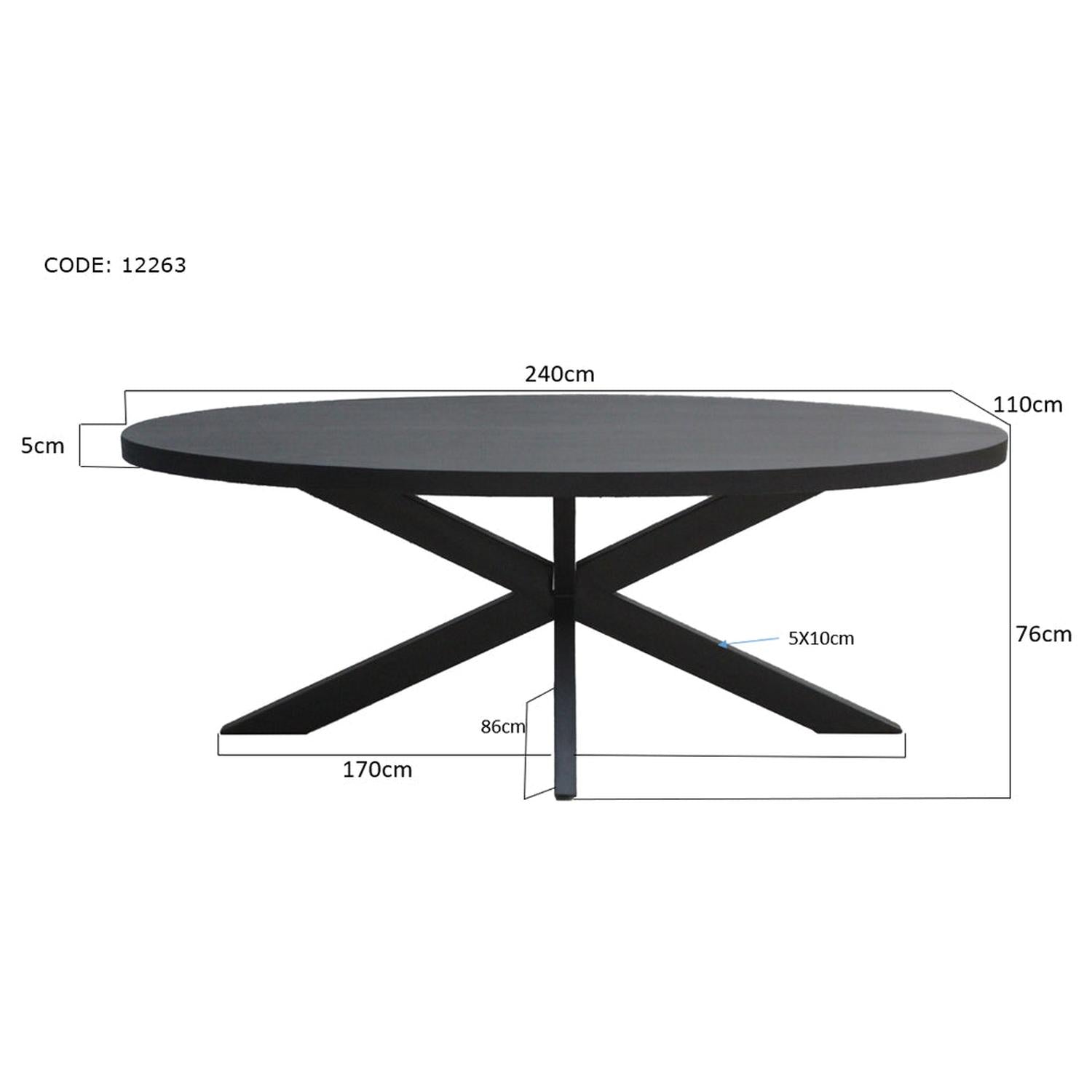 Esstisch Kala Oval aus Mangoholz 240*100cm - Schwarz-Esstisch Oval-Livingfurn-le canapé