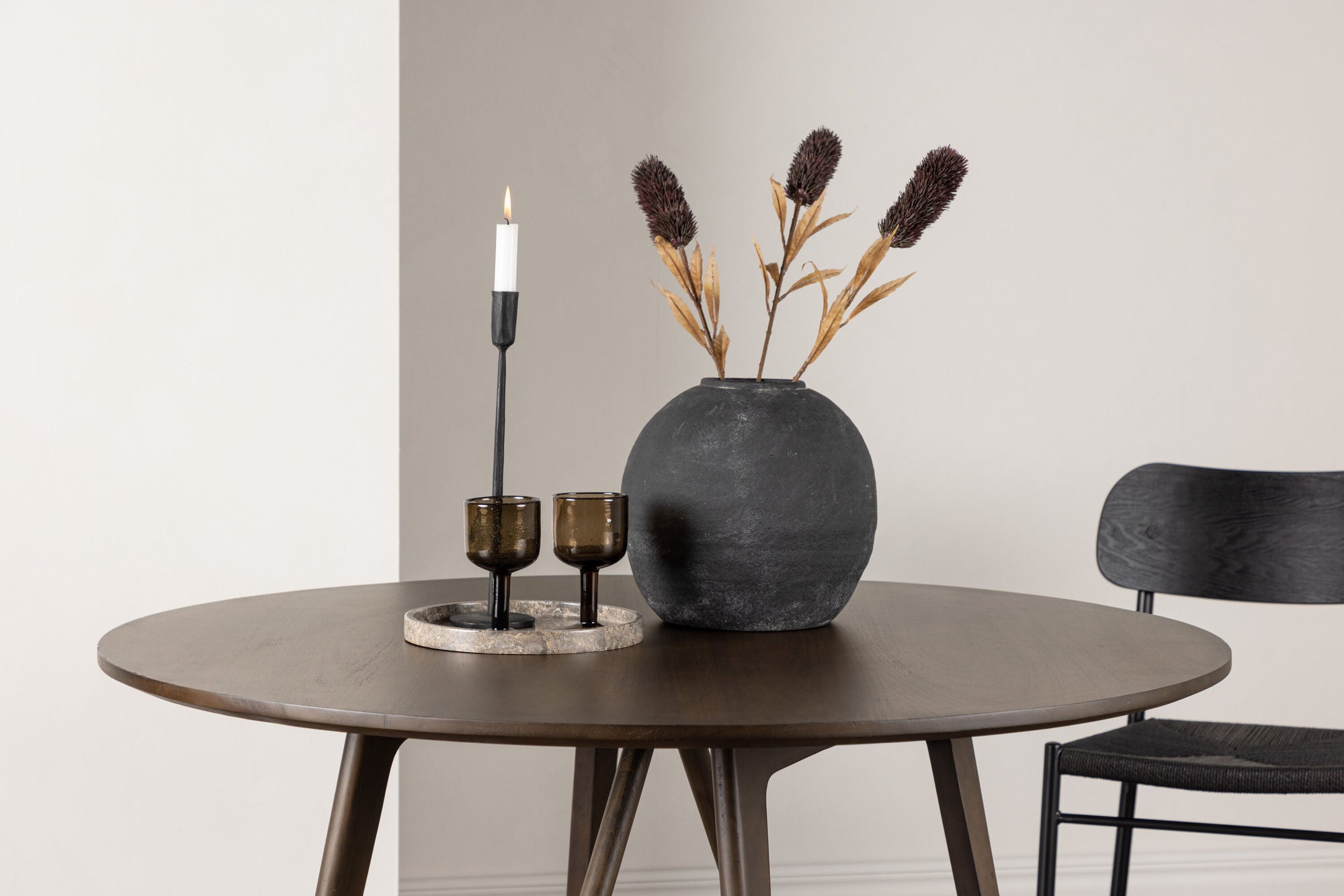 Esstisch Kaseidon Ø100cm - Dunkelbraun-Esstische Rund-Venture Home-le canapé