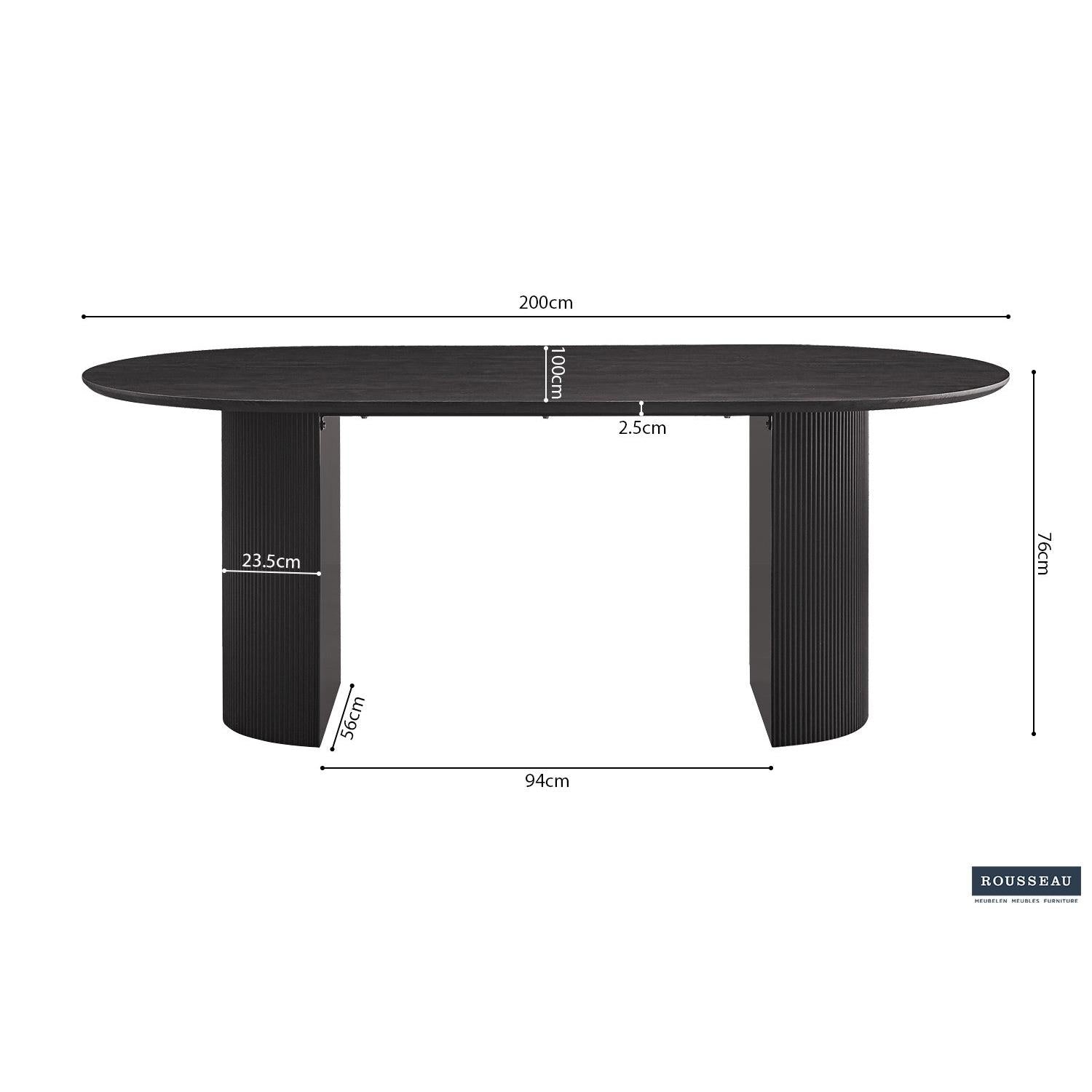Esstisch Lagos 200cm Oval - Dunkelbraun-Esstisch Oval-Rousseau-le canapé