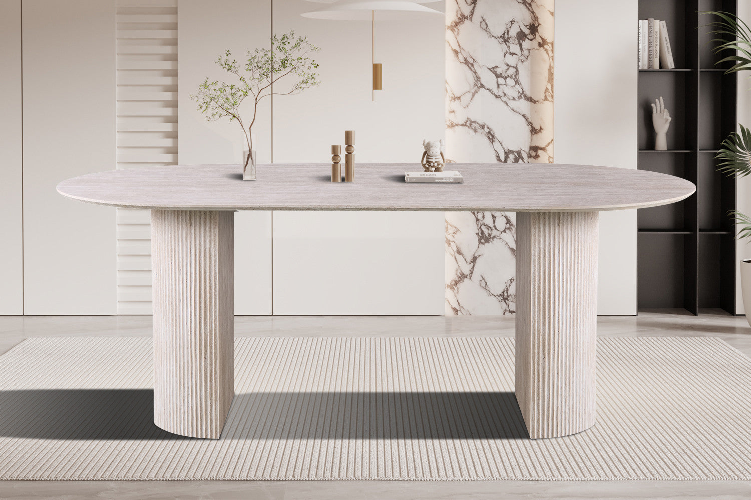 Esstisch Lagos 200cm Oval - Keramik Travertin Optik-Esstisch Oval-Rousseau-le canapé