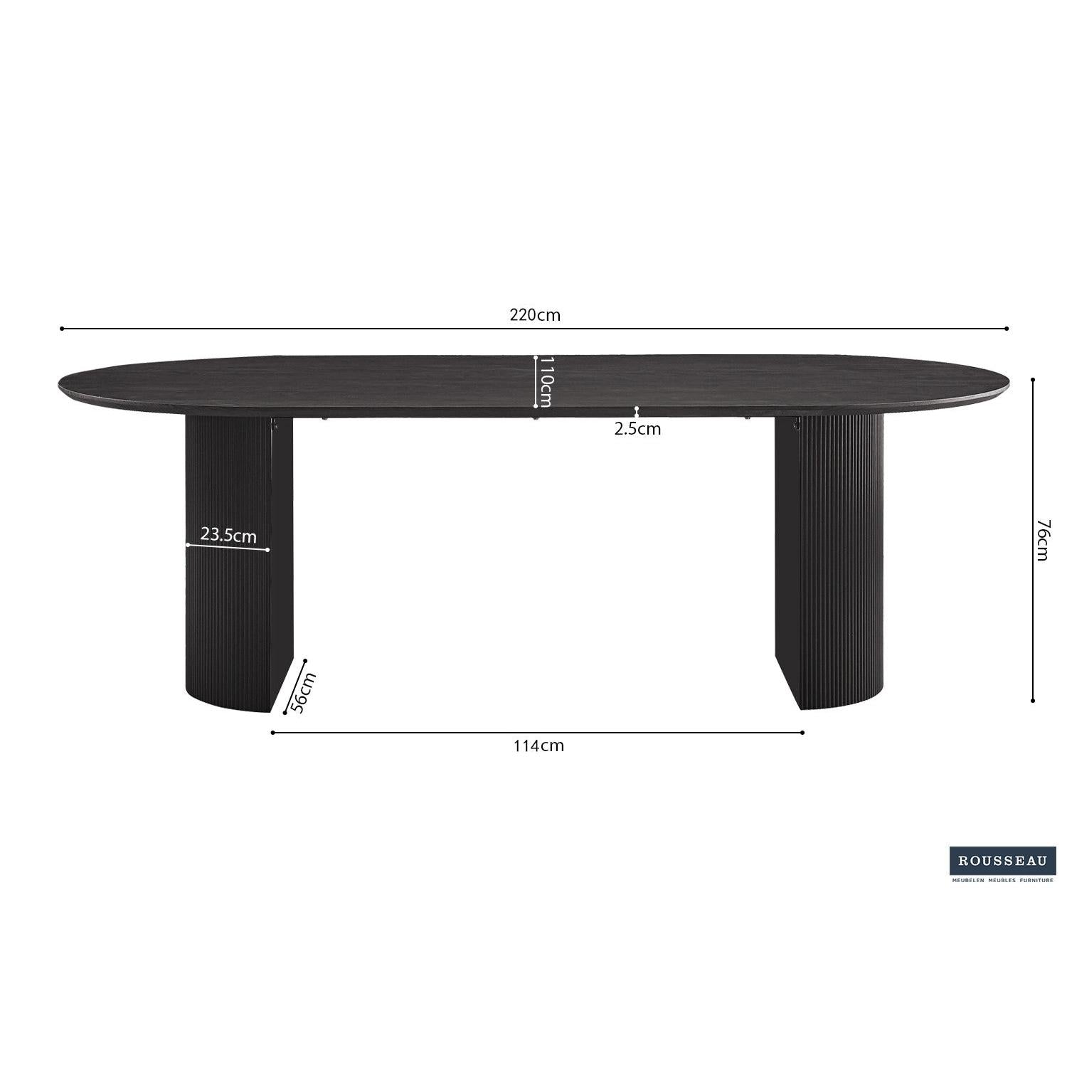 Esstisch Lagos 220cm Oval - Dunkelbraun-Esstisch Oval-Rousseau-le canapé