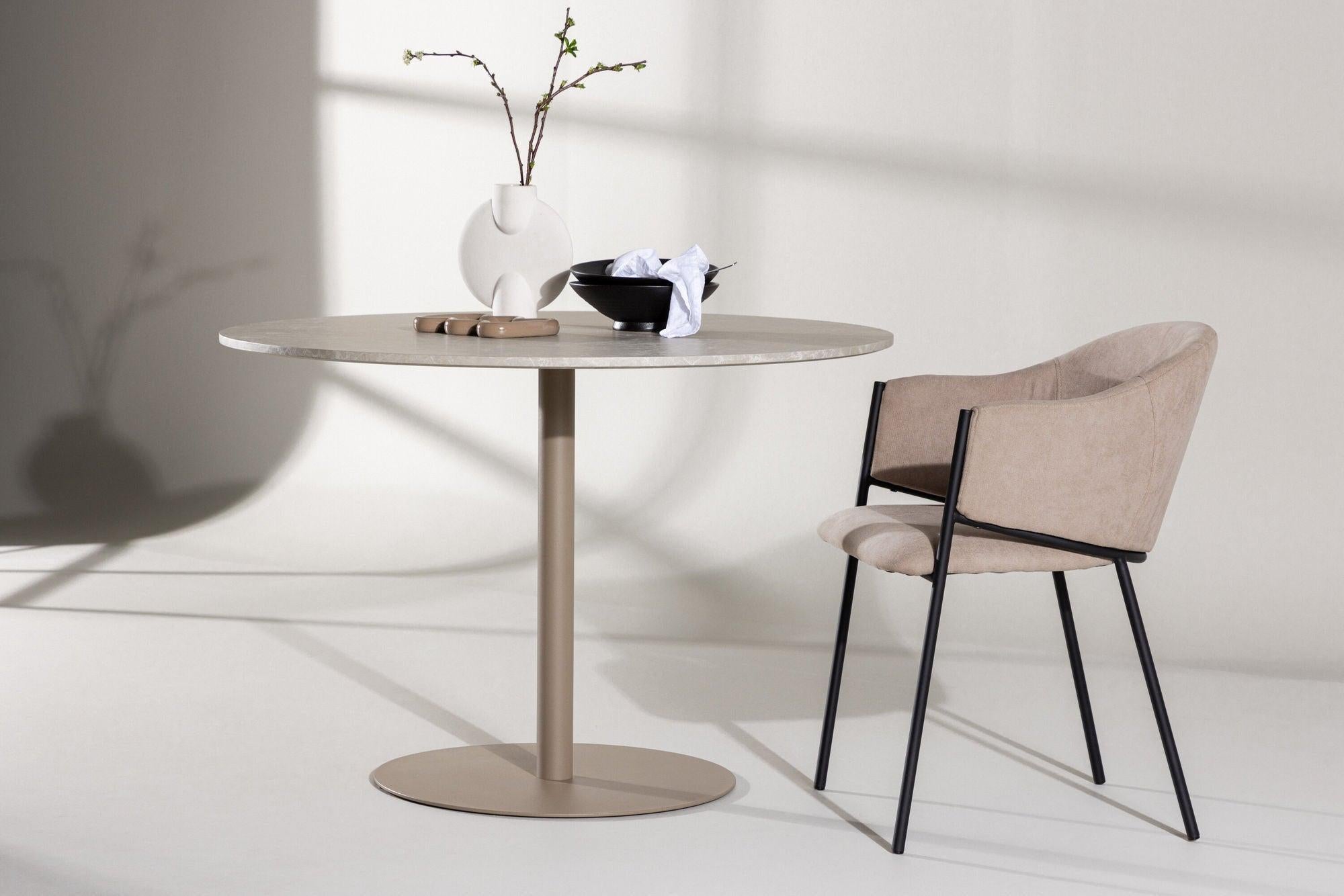 Esstisch Lycke ⌀110cm - Beige / Marmor Optik