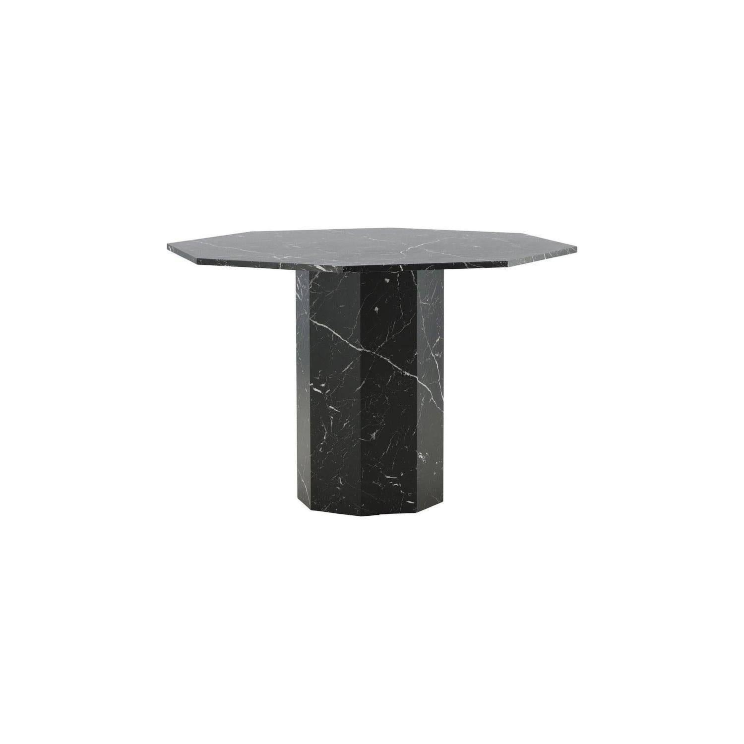 Esstisch Marbs ø110cm - Schwarzes Glas mit MarmoroptikEsstisch Rund