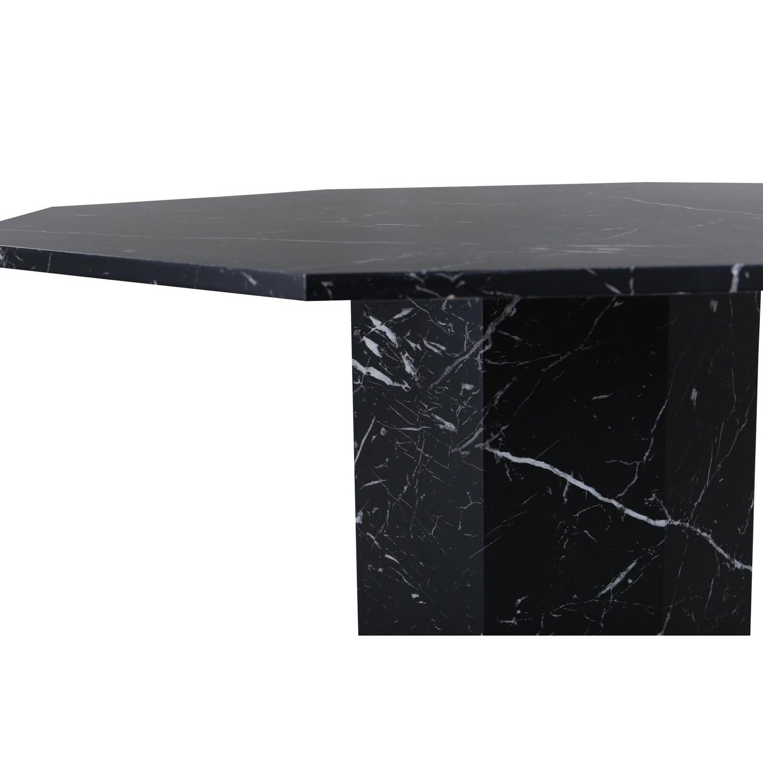 Esstisch Marbs ø110cm - Schwarzes Glas mit MarmoroptikEsstisch Rund