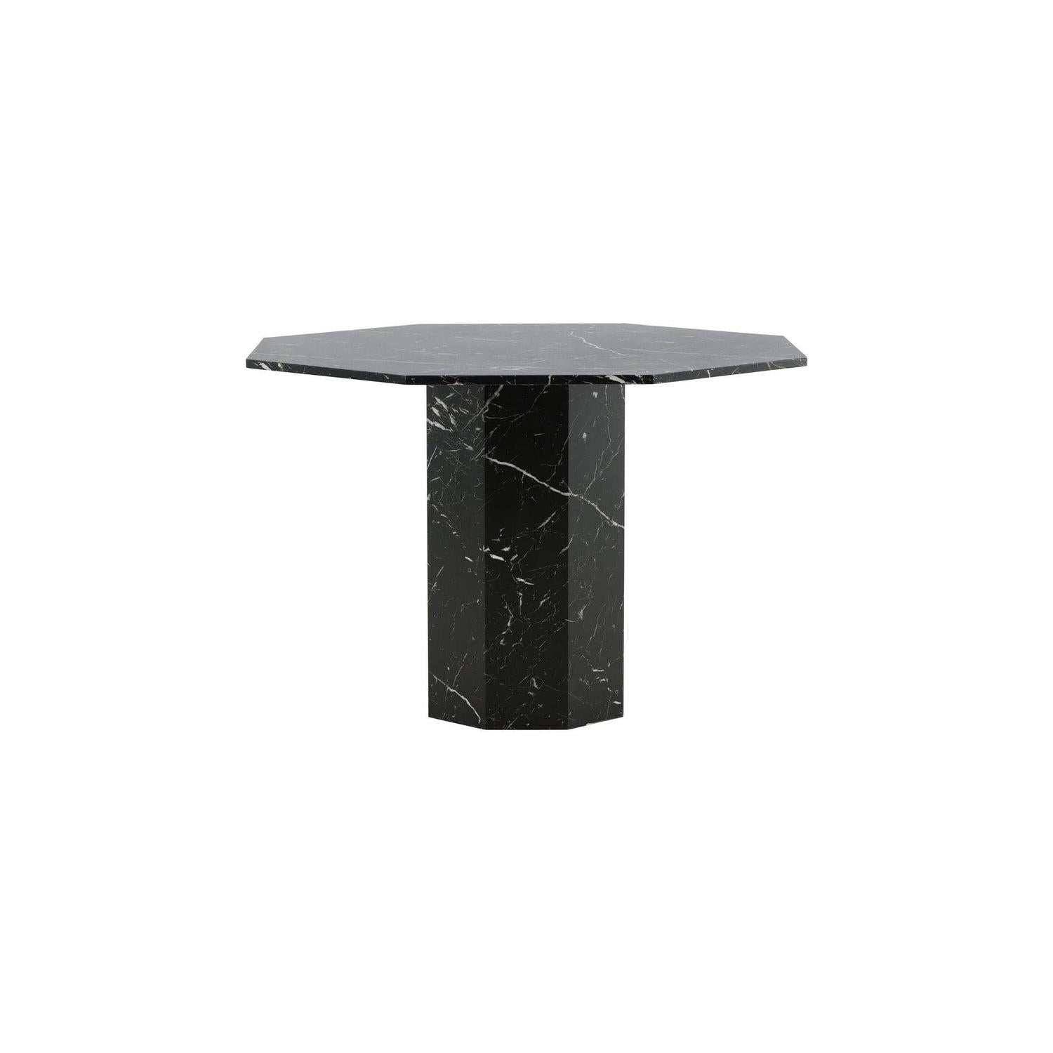 Esstisch Marbs ø110cm - Schwarzes Glas mit MarmoroptikEsstisch Rund
