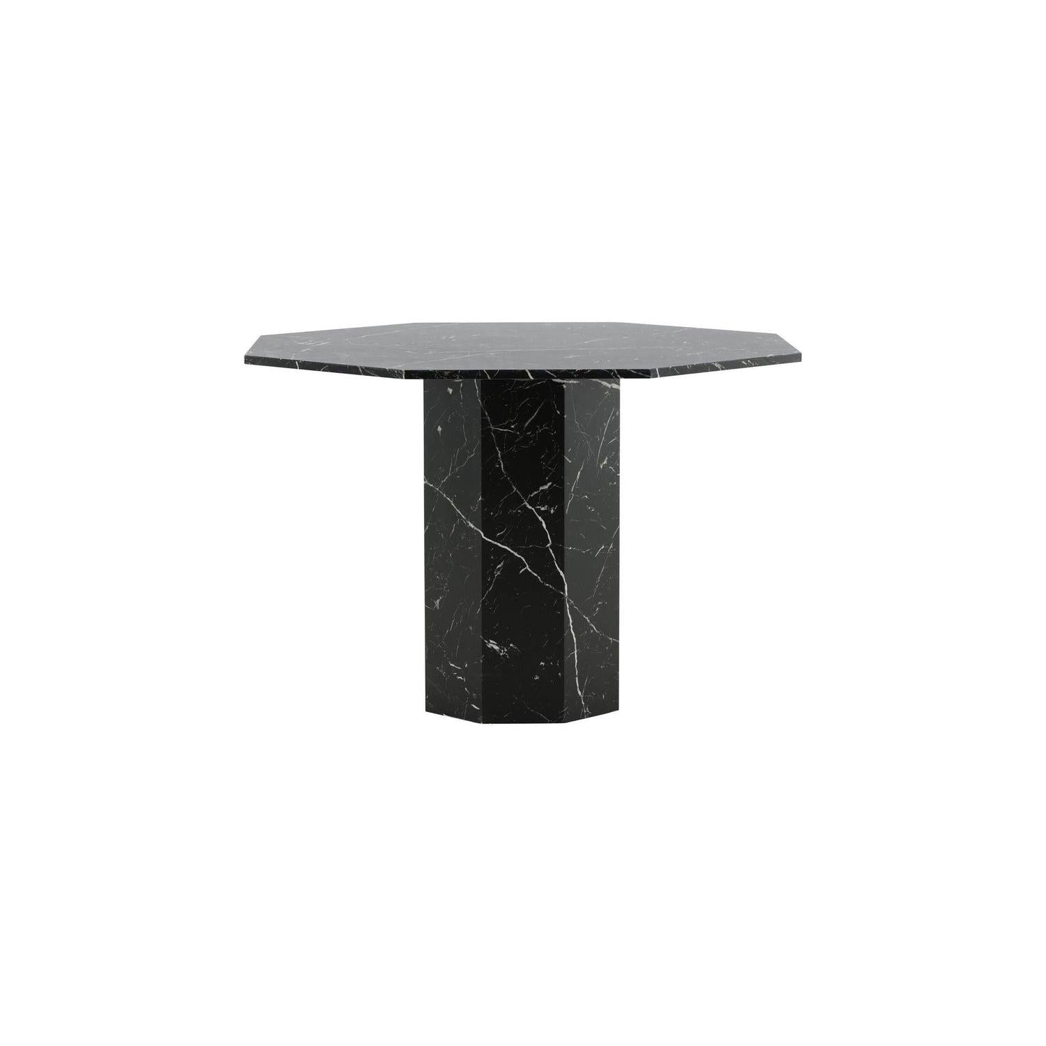 Esstisch Marbs ø110cm - Schwarzes Glas mit MarmoroptikEsstisch Rund
