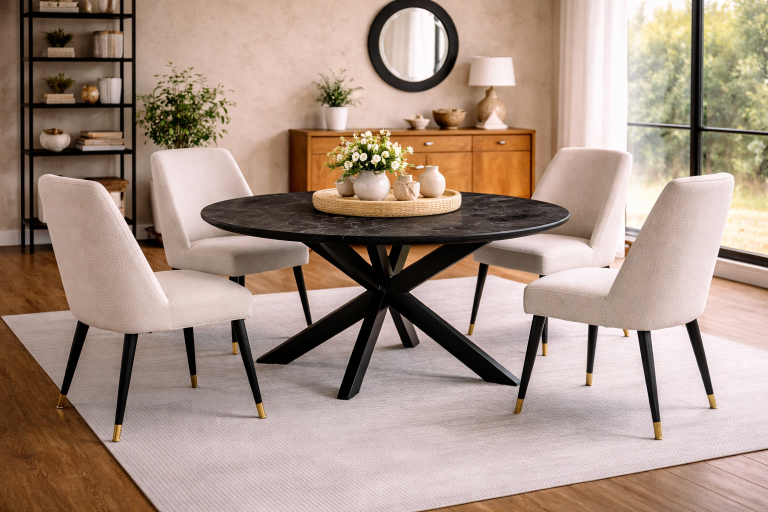 Esstisch Marmor Oval 180cm - Schwarz-Esstische Oval-Livingfurn-le canapé