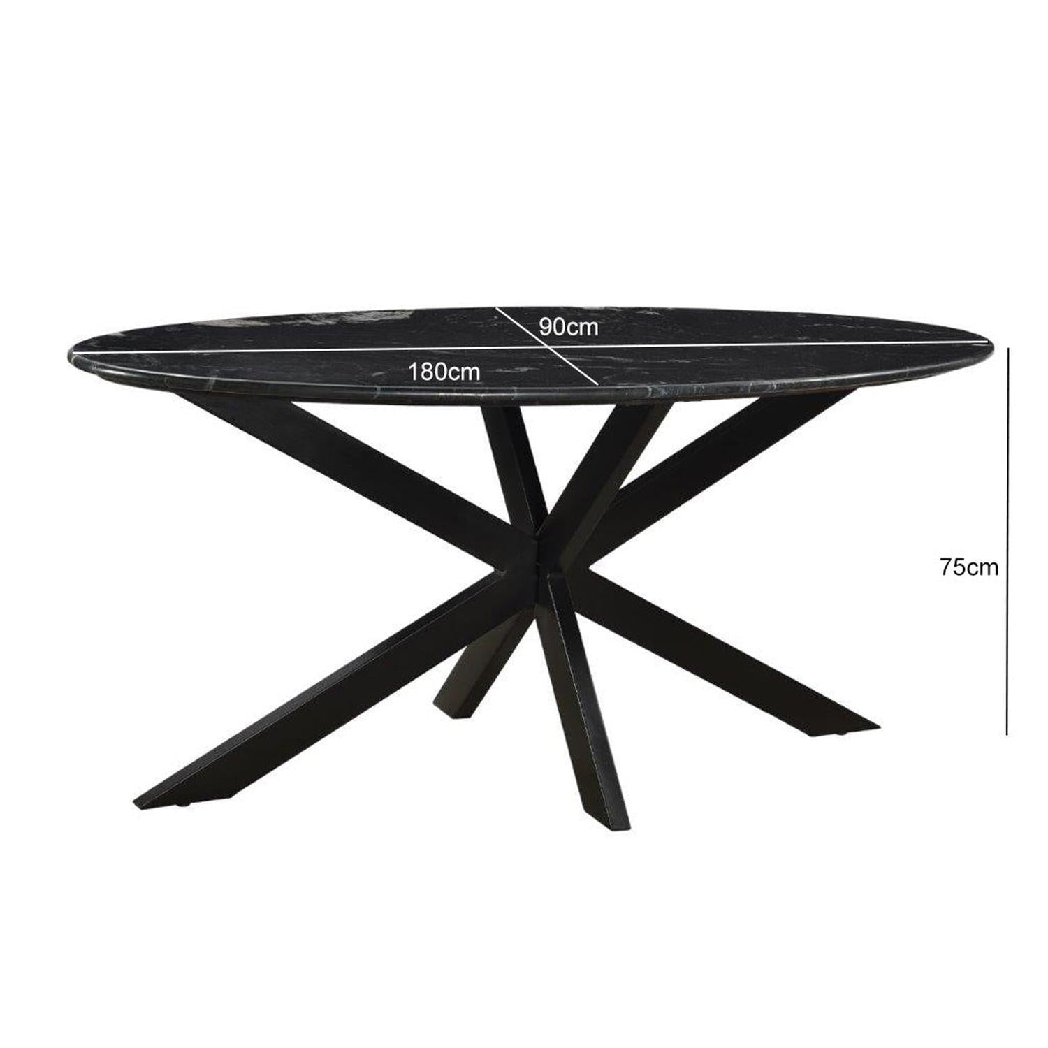 Esstisch Marmor Oval 180cm - Schwarz-Esstische Oval-Livingfurn-le canapé