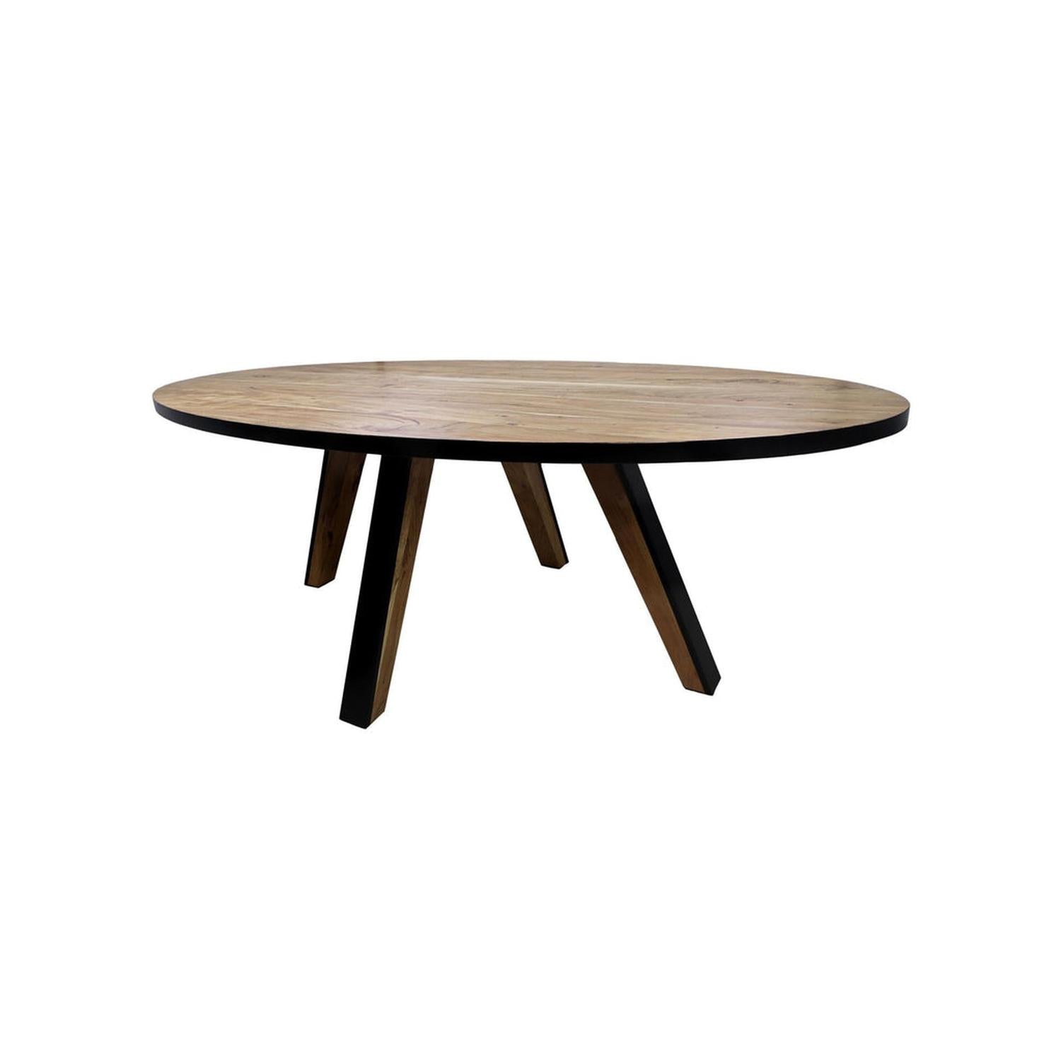 HSM Collection-Ovale Eettafel Milano-180x100x76-Naturel/Zwart-Acacia/Metaal-HSM Collection-le canapé