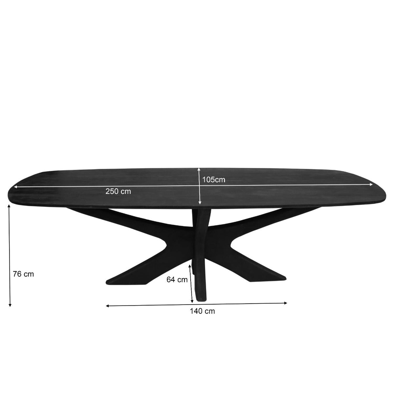 Esstisch Montreaux 250*105cm aus Mangoholz - Schwarz-Esstisch Rechteckig-Livingfurn-le canapé