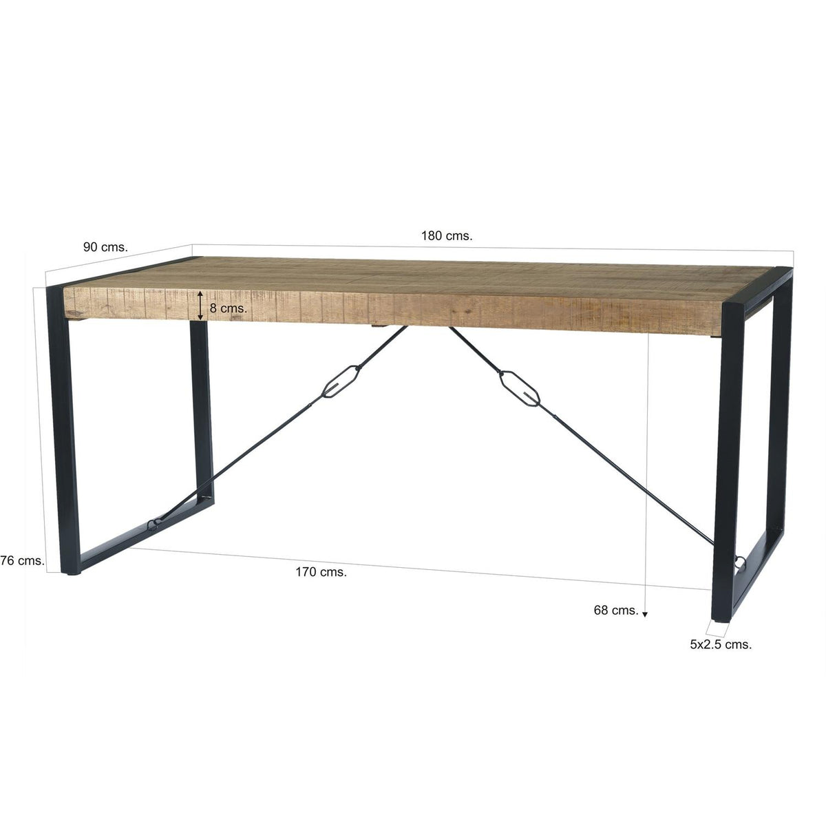 Esstisch Nairobi 180cm aus Massivholz - Braun-Esstische Rechteckig-Livingfurn-le canapé