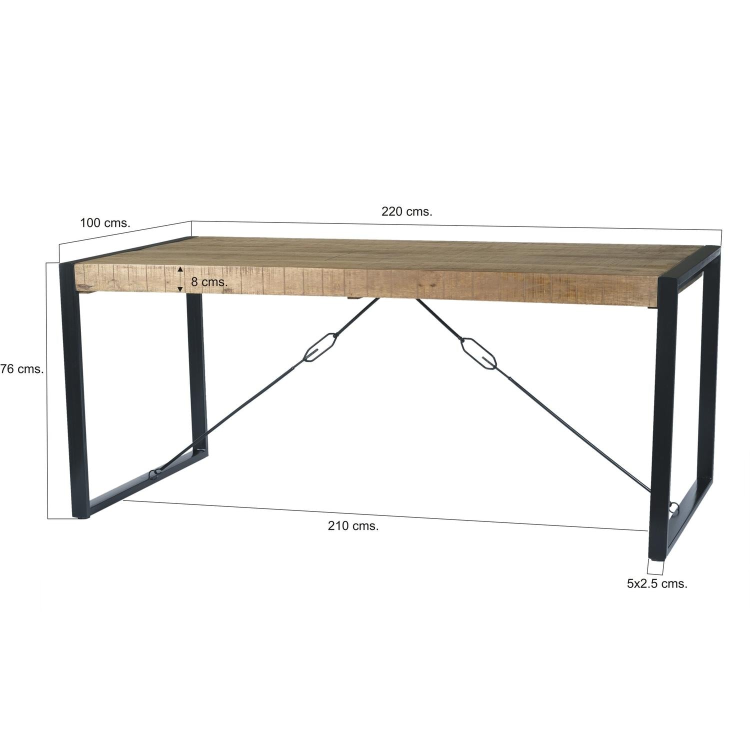Esstisch Nairobi aus Mangoholz 220cm - Natur-Esstische Rechteckig-Livingfurn-le canapé