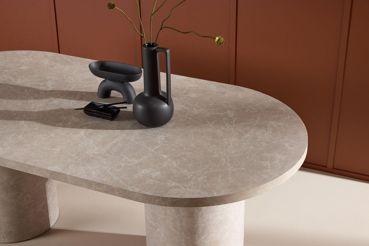Esstisch Narvik Oval 200*100cm in Marmoroptik - Beige-Esstische Oval-Venture Home-le canapé