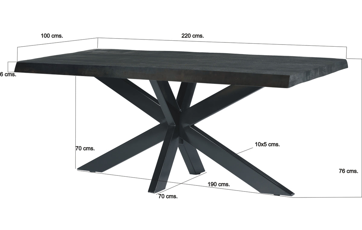 Esstisch Norris 220cm aus Massivholz - Schwarz-Esstische Rechteckig-Livingfurn-le canapé