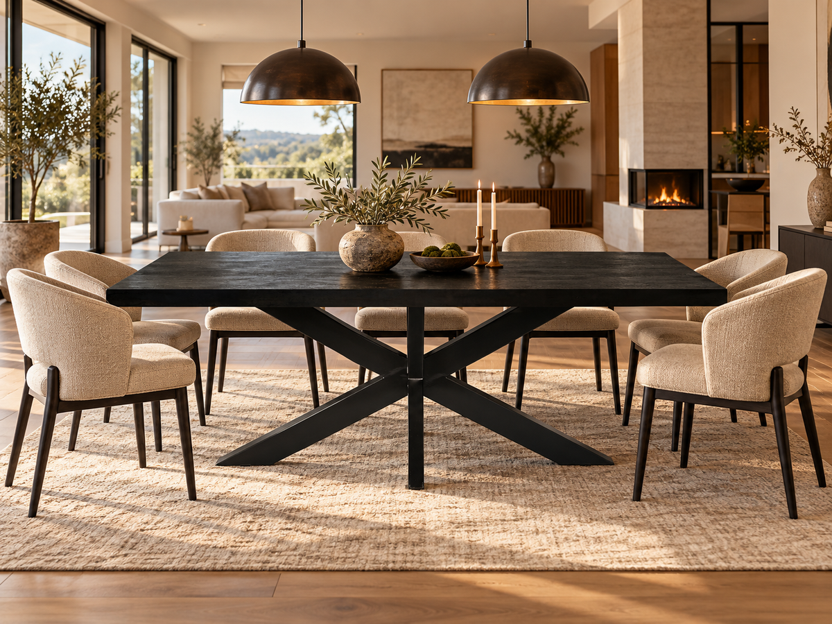 Esstisch Norris 240cm aus Massivholz - Schwarz-Esstische Rechteckig-Livingfurn-le canapé